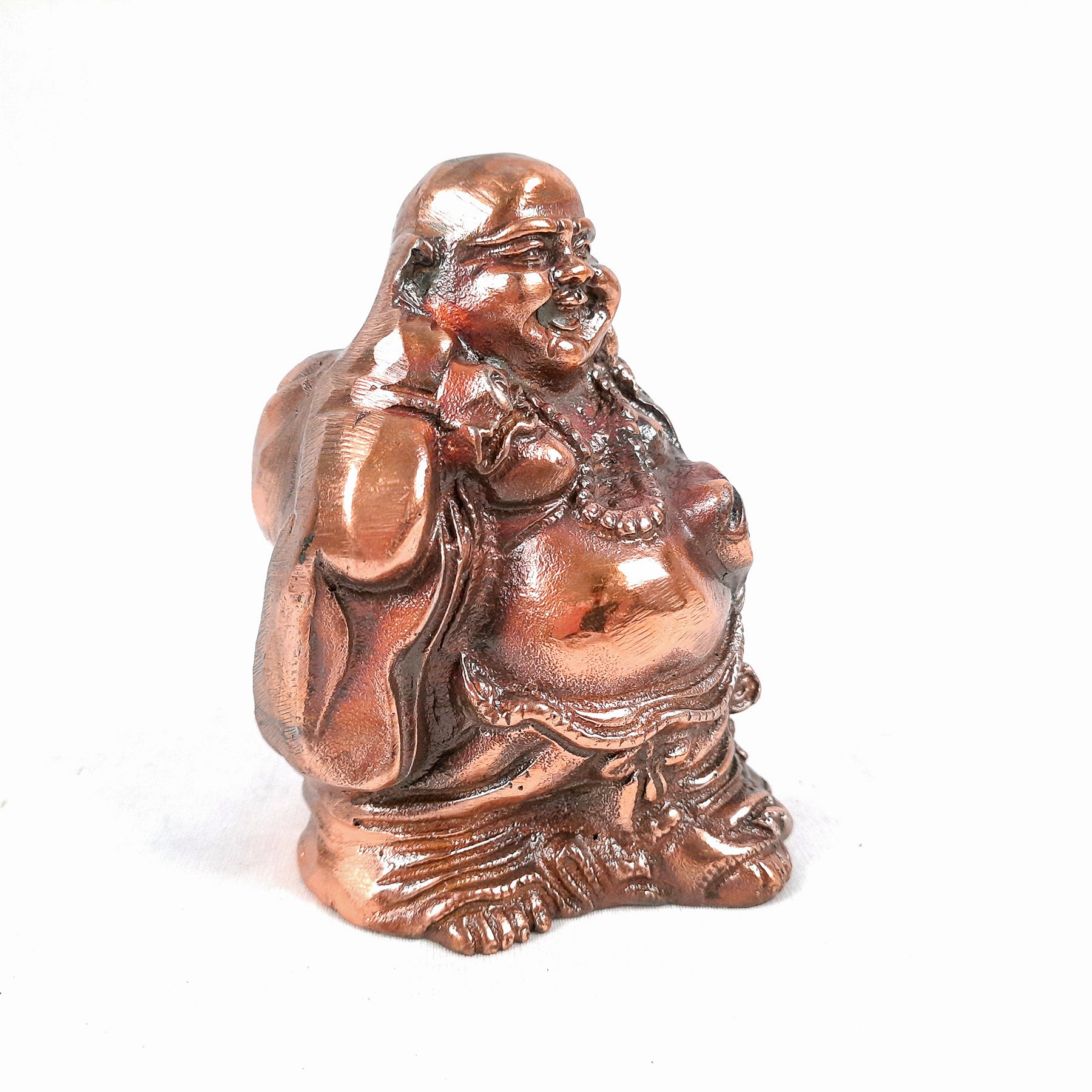Laughing Buddha With Money Bag Showpiece - For Money, Good Luck, Wealth & Gift- 5 inch-Apkamart