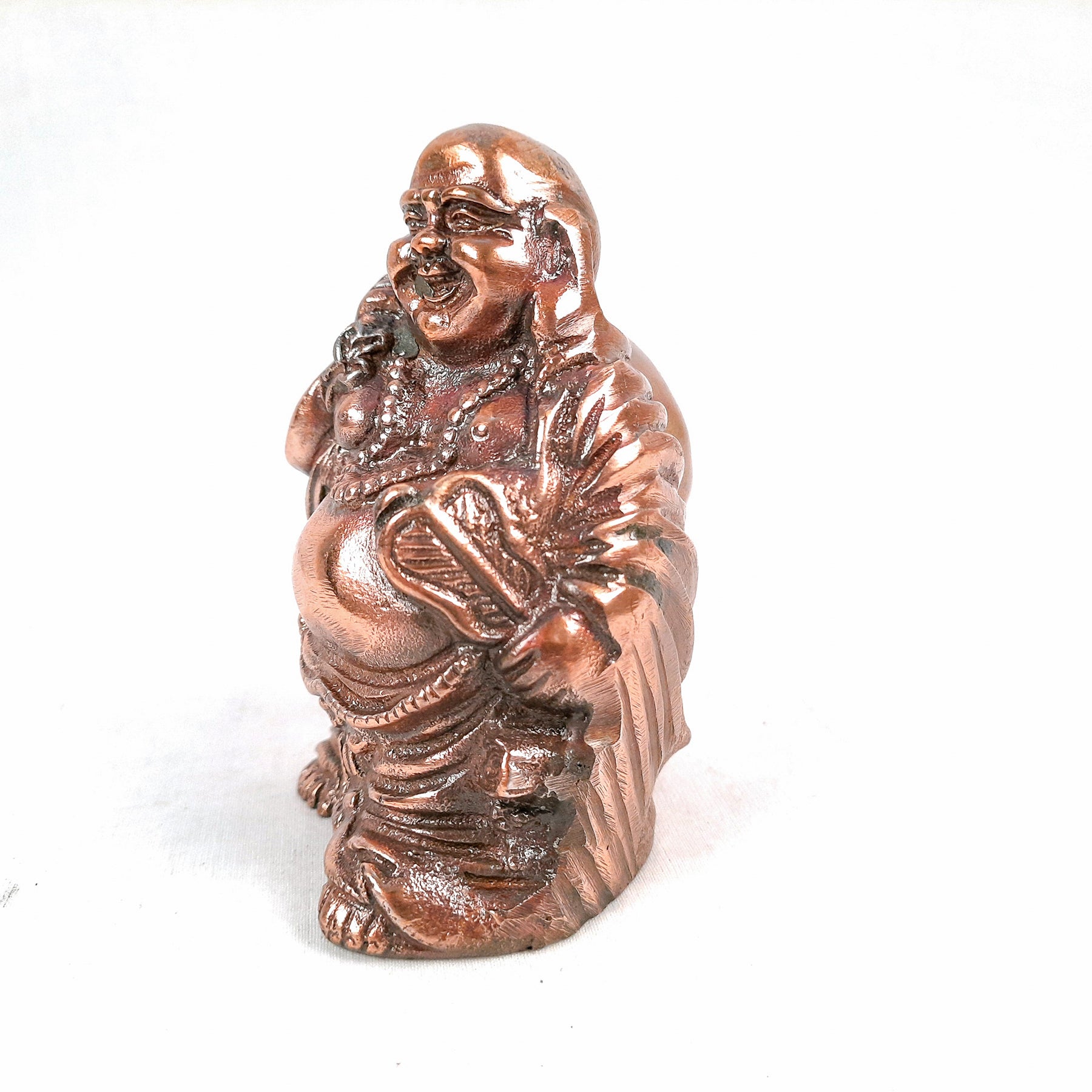 Laughing Buddha With Money Bag Showpiece - For Money, Good Luck, Wealth & Gift- 5 inch-Apkamart