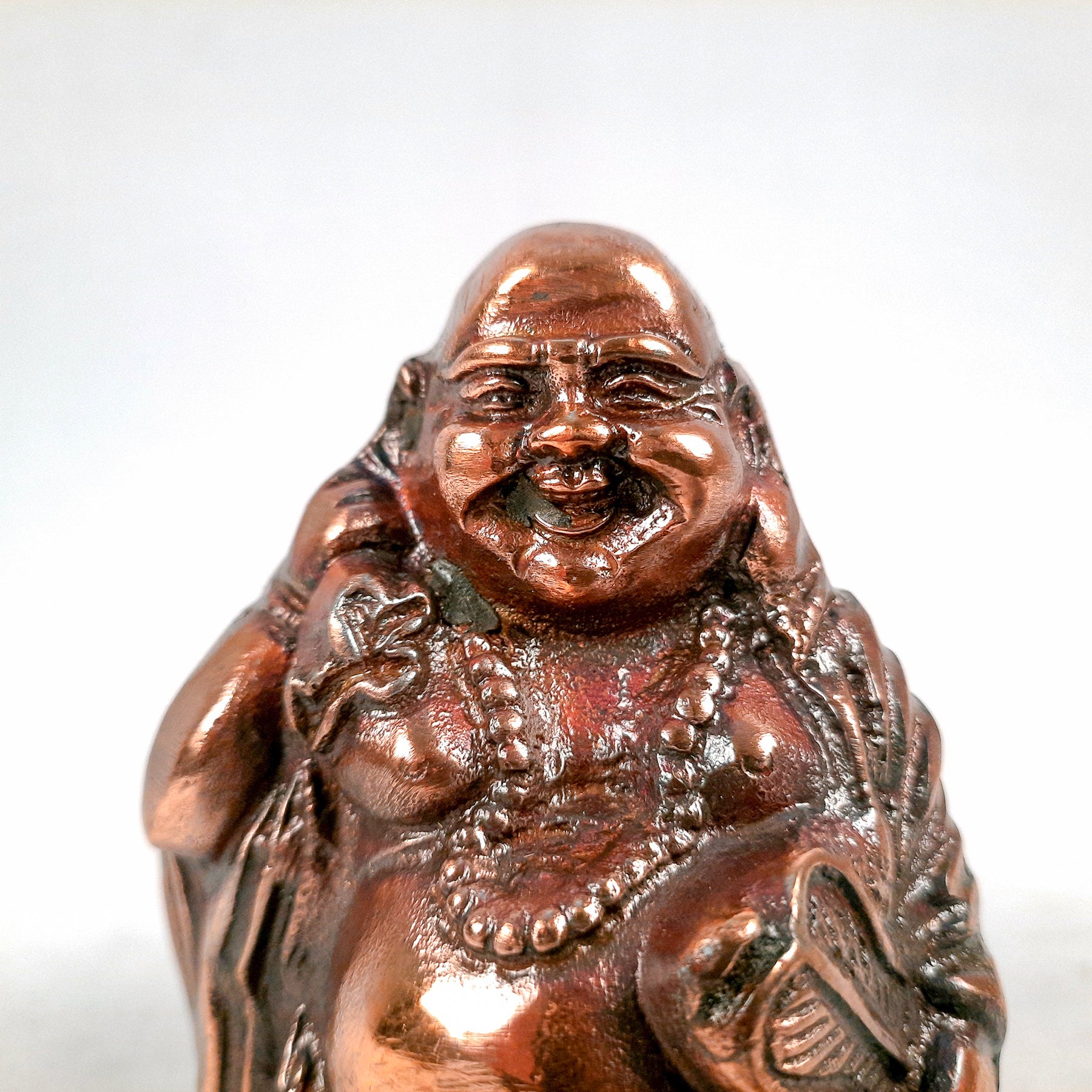 Laughing Buddha With Money Bag Showpiece - For Money, Good Luck, Wealth & Gift- 5 inch-Apkamart