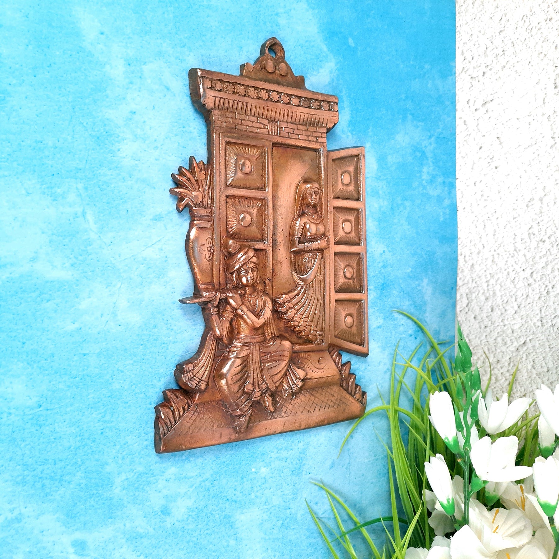 Radha Krishna Wall Hanging - Metal Wall Decor - 13 Inch - apkamart