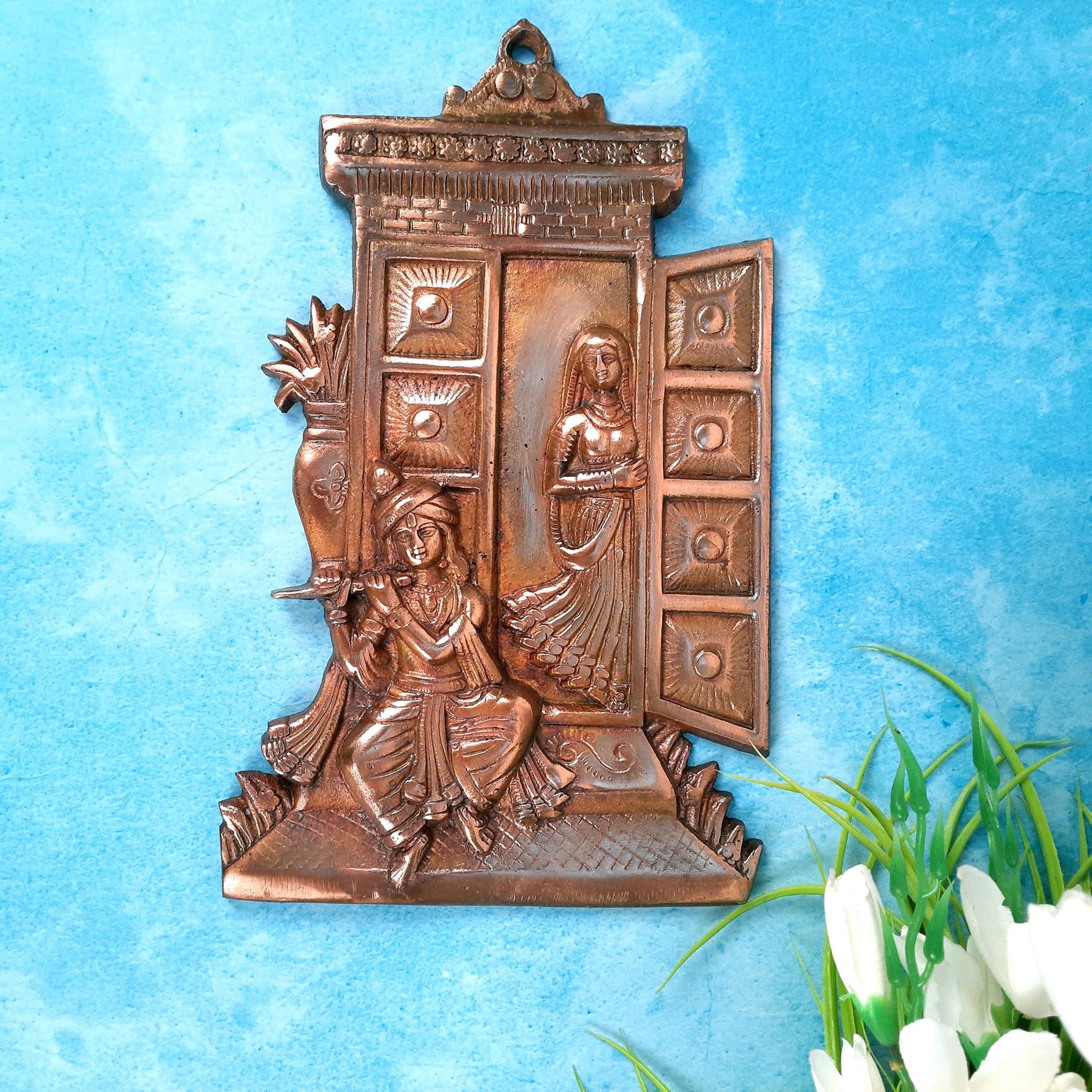 Radha Krishna Wall Hanging - Metal Wall Decor - 13 Inch - apkamart