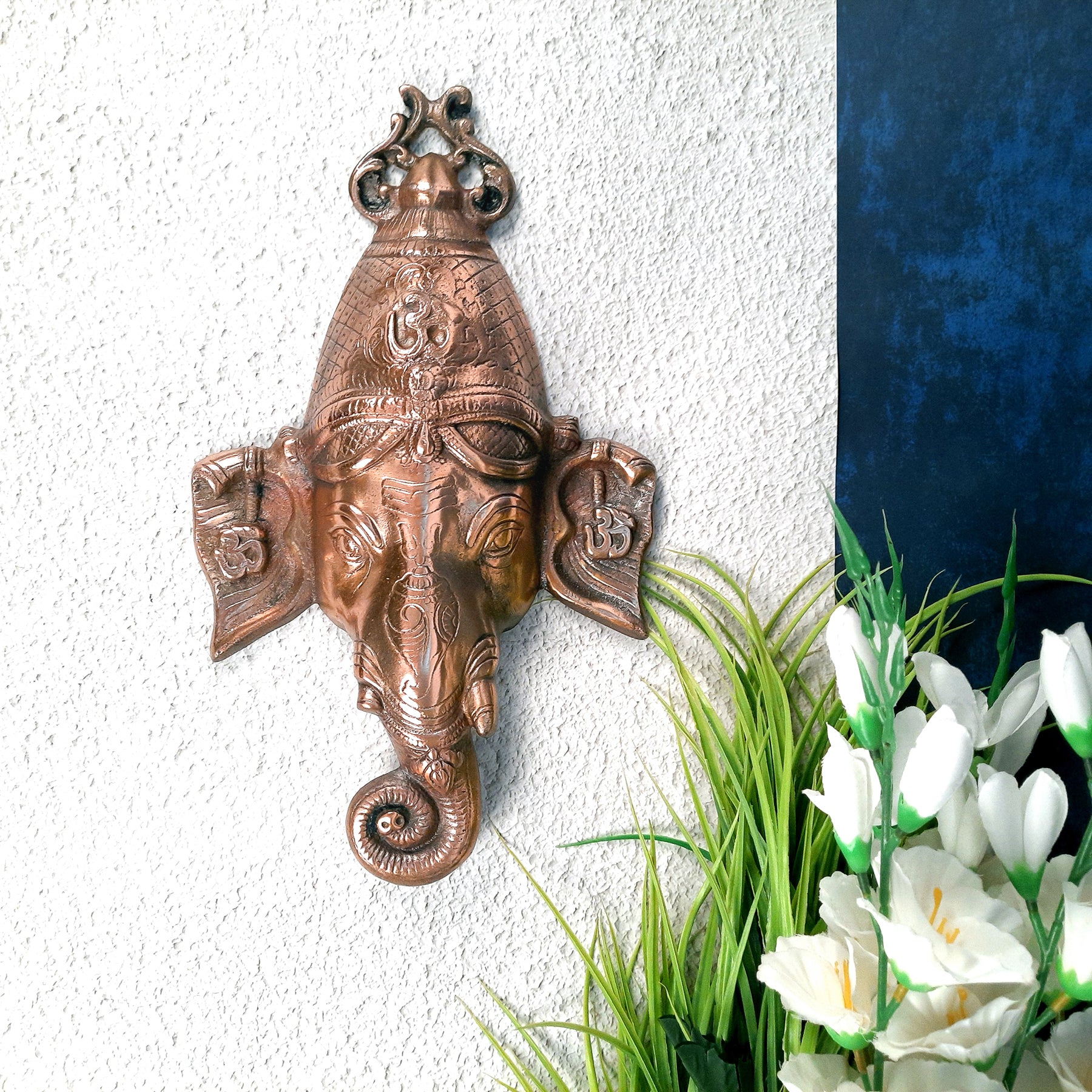 Ganesh Wall Hanging | Ganesha Face Wall Decor - For Home, Living room, Main Door, Office & Gifts - apkamart