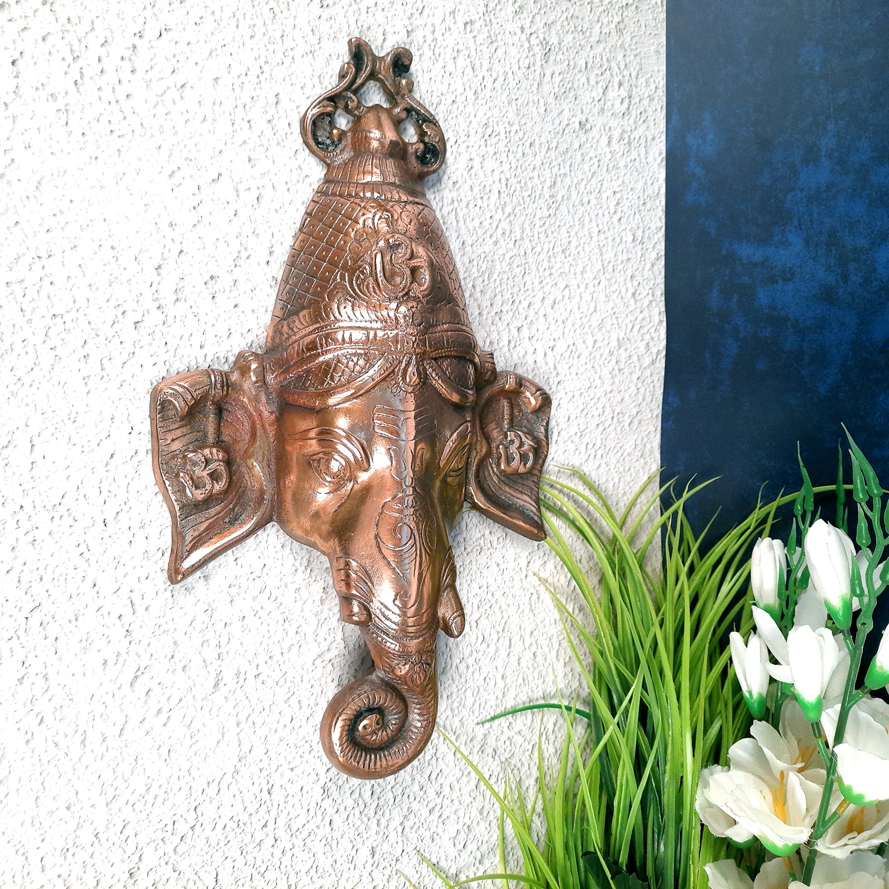 Ganesh Wall Hanging | Ganesha Face Wall Decor - For Home, Living room, Main Door, Office & Gifts - apkamart