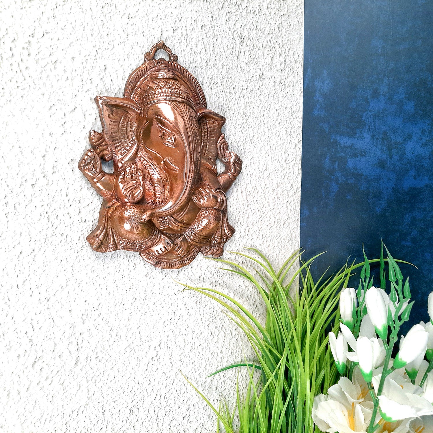 Lord Ganesh Wall Hanging | Ganesha Wall Decor - For Pooja, Home, Entrance Decor & Gifts - 10 Inch - apkamart