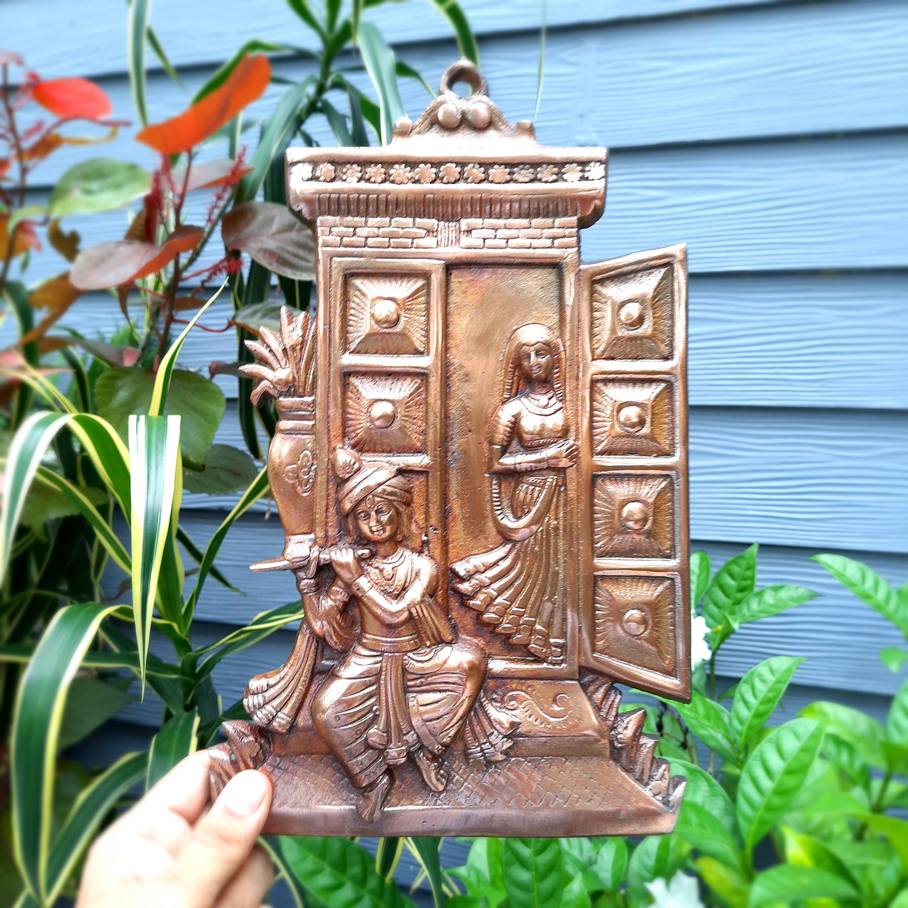 Radha Krishna Wall Hanging - Metal Wall Decor - 13 Inch - apkamart