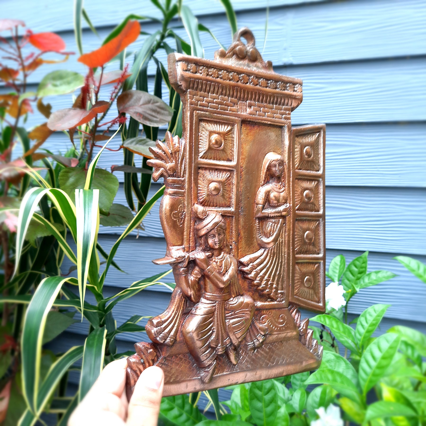 Radha Krishna Wall Hanging - Metal Wall Decor - 13 Inch - apkamart