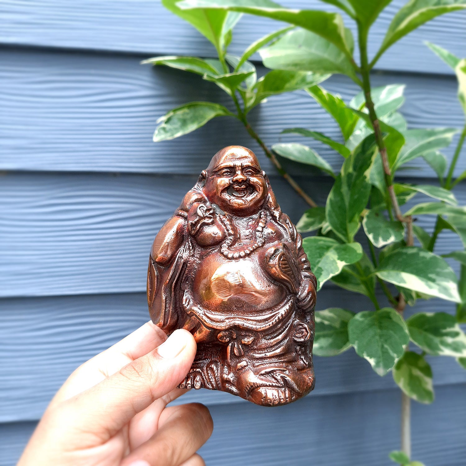 Laughing Buddha With Money Bag Showpiece - For Money, Good Luck, Wealth & Gift- 5 inch-Apkamart