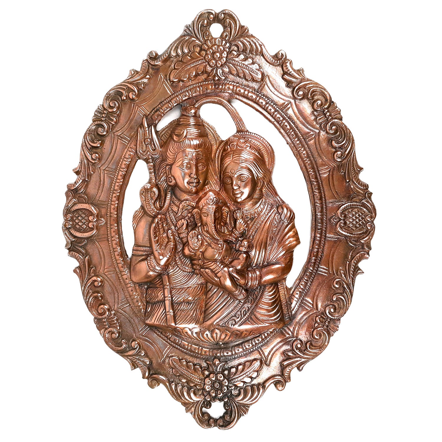 Shiva Parvati Ganesha Wall Hanging | Shiv Parivwar Wall Decor -For Home, Living Room, Office Decor & Gift - 19 Inch - apkamart