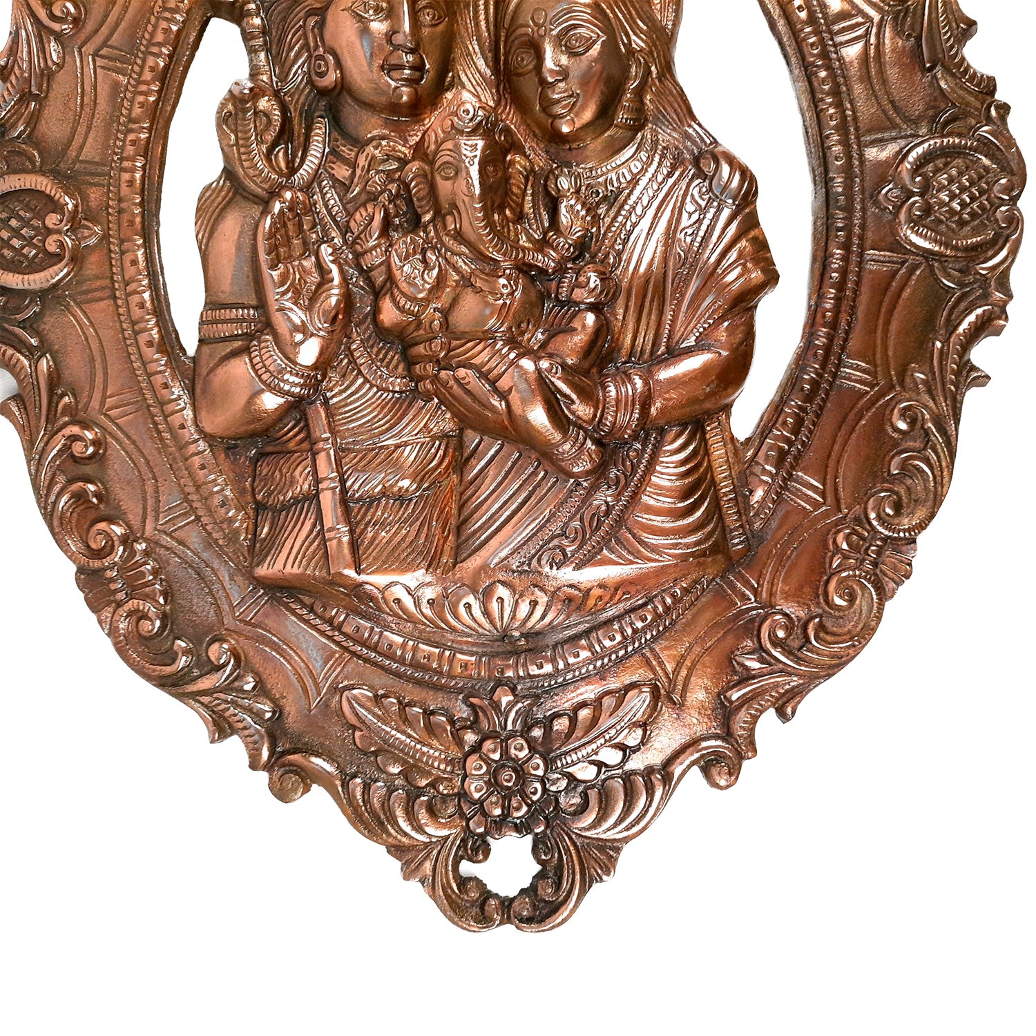 Shiva Parvati Ganesha Wall Hanging | Shiv Parivwar Wall Decor -For Home, Living Room, Office Decor & Gift - 19 Inch - apkamart