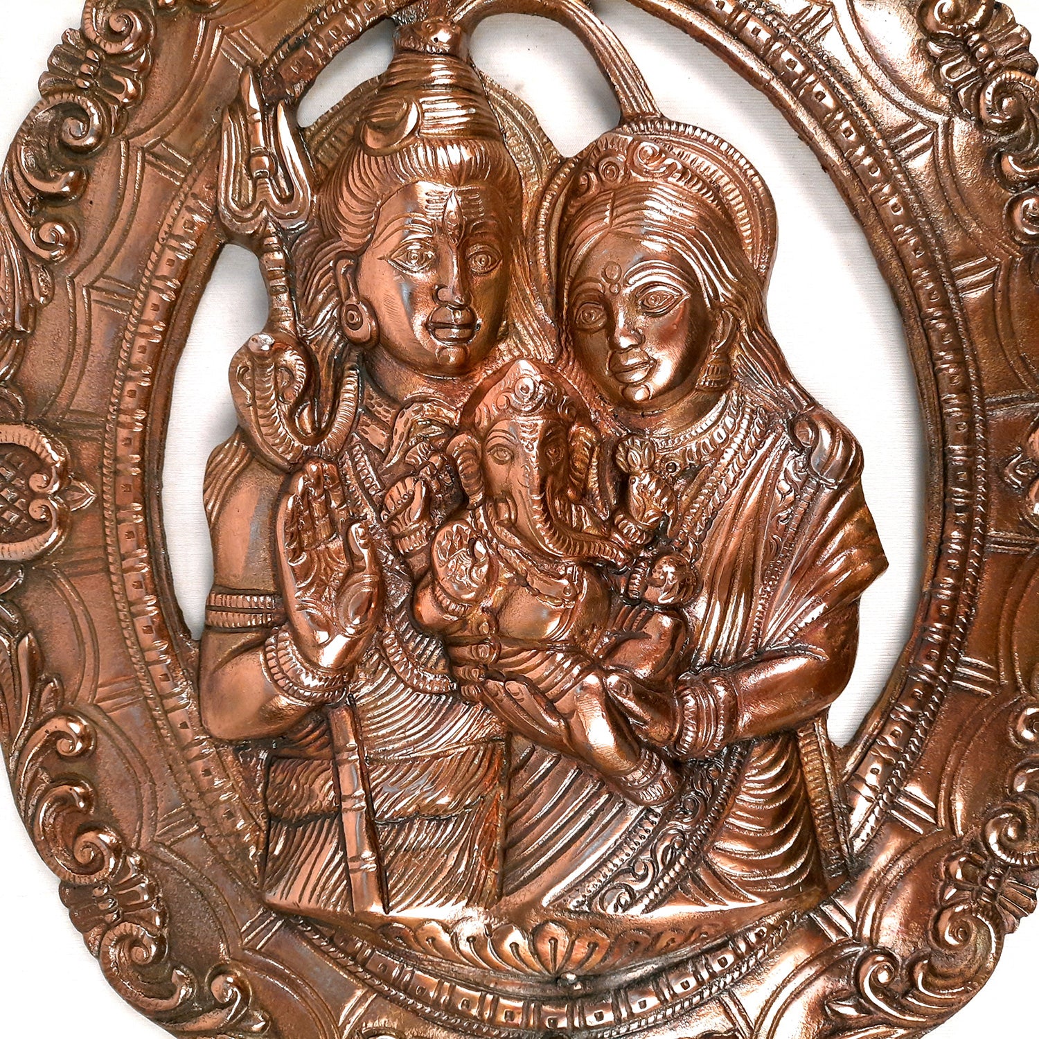 Shiva Parvati Ganesha Wall Hanging | Shiv Parivwar Wall Decor -For Home, Living Room, Office Decor & Gift - 19 Inch - apkamart