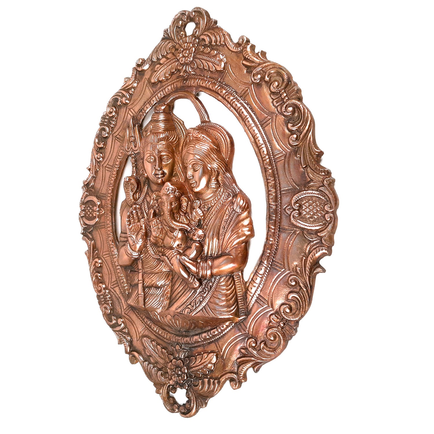 Shiva Parvati Ganesha Wall Hanging | Shiv Parivwar Wall Decor -For Home, Living Room, Office Decor & Gift - 19 Inch - apkamart
