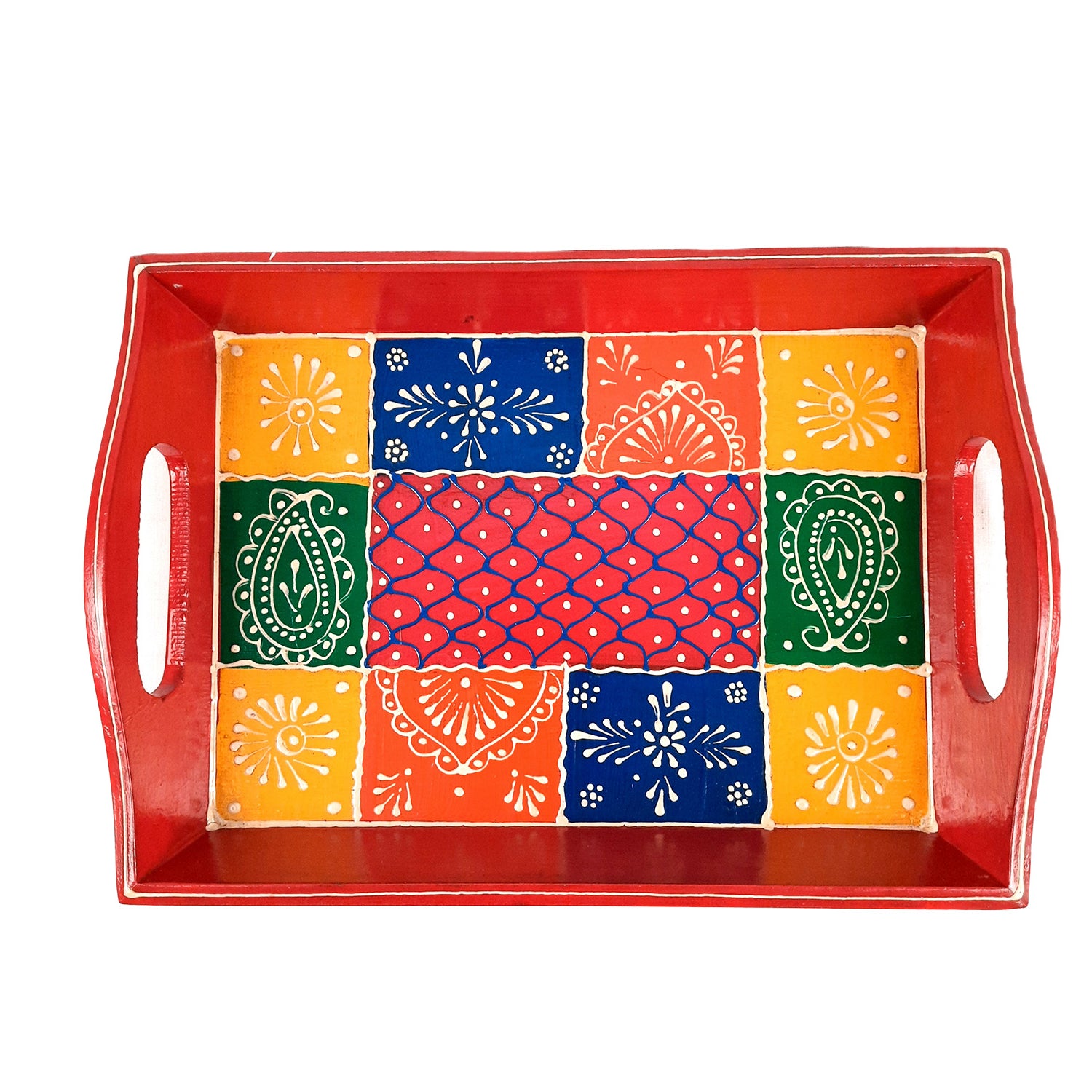 Serving Tray | Wooden Tea Tray - For Home, Kitchen, Dining Table Decor & Gift - 11 Inch - apkamart #Style_Pack of 1