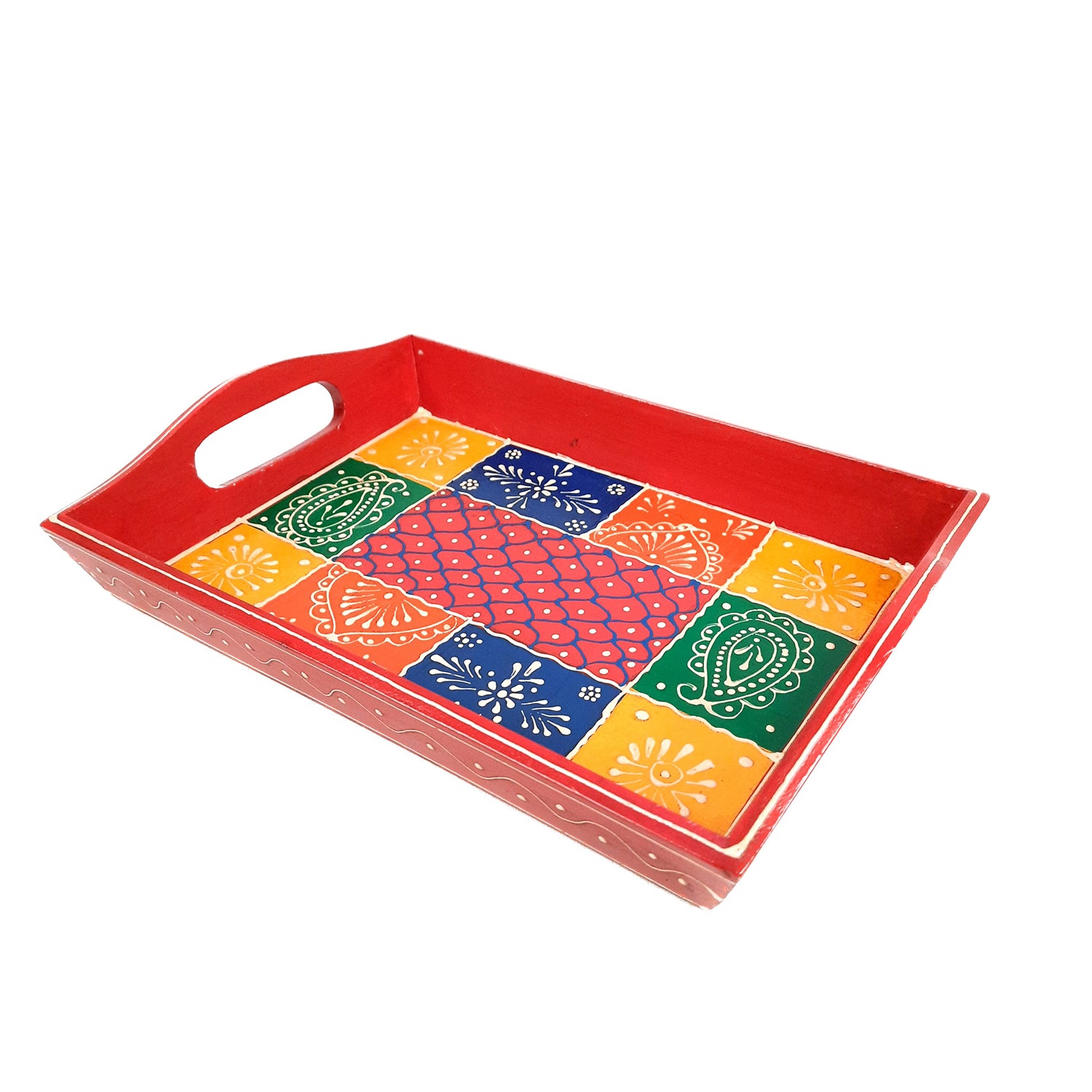 Serving Tray | Wooden Tea Tray - For Home, Kitchen, Dining Table Decor & Gift - 11 Inch - apkamart #Style_Pack of 1