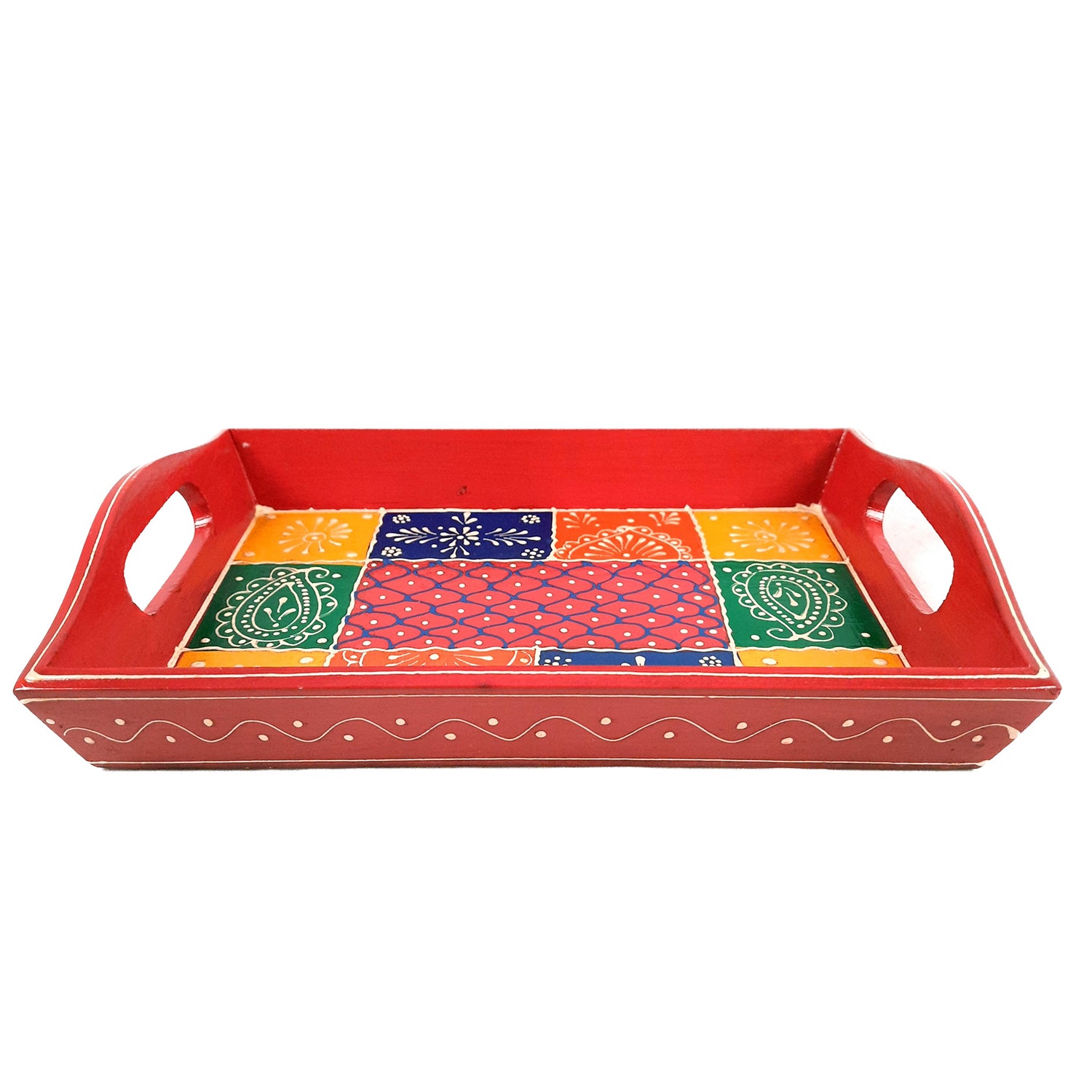 Serving Tray | Wooden Tea Tray - For Home, Kitchen, Dining Table Decor & Gift - 11 Inch - apkamart #Style_Pack of 1