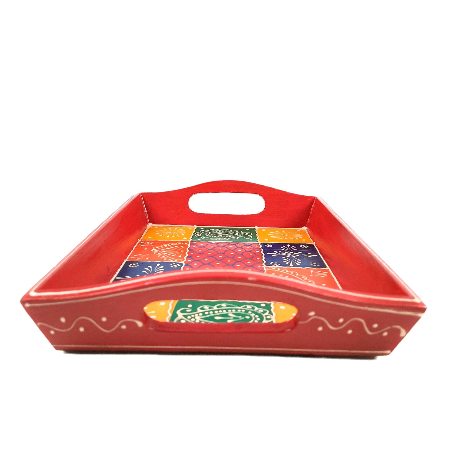 Serving Tray | Wooden Tea Tray - For Home, Kitchen, Dining Table Decor & Gift - 11 Inch - apkamart #Style_Pack of 1