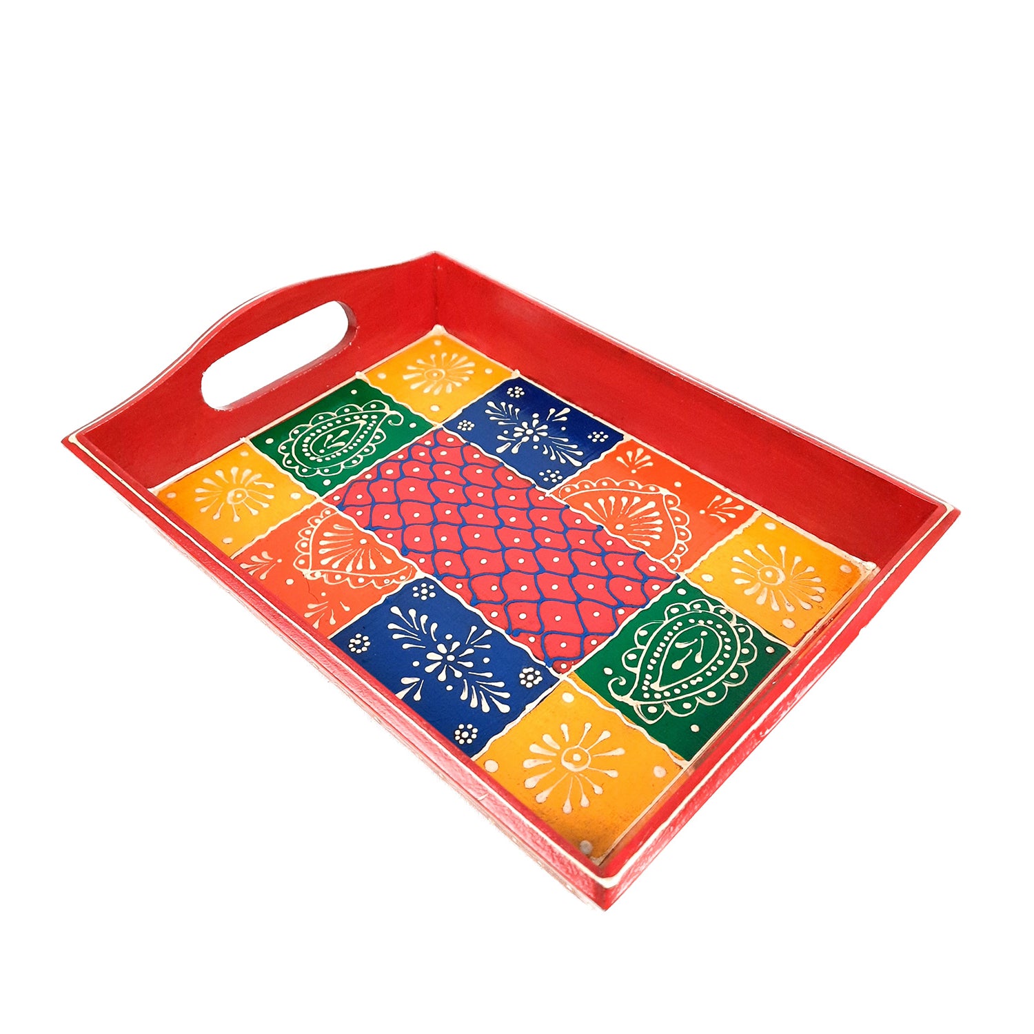 Serving Tray | Wooden Tea Tray - For Home, Kitchen, Dining Table Decor & Gift - 11 Inch - apkamart #Style_Pack of 1