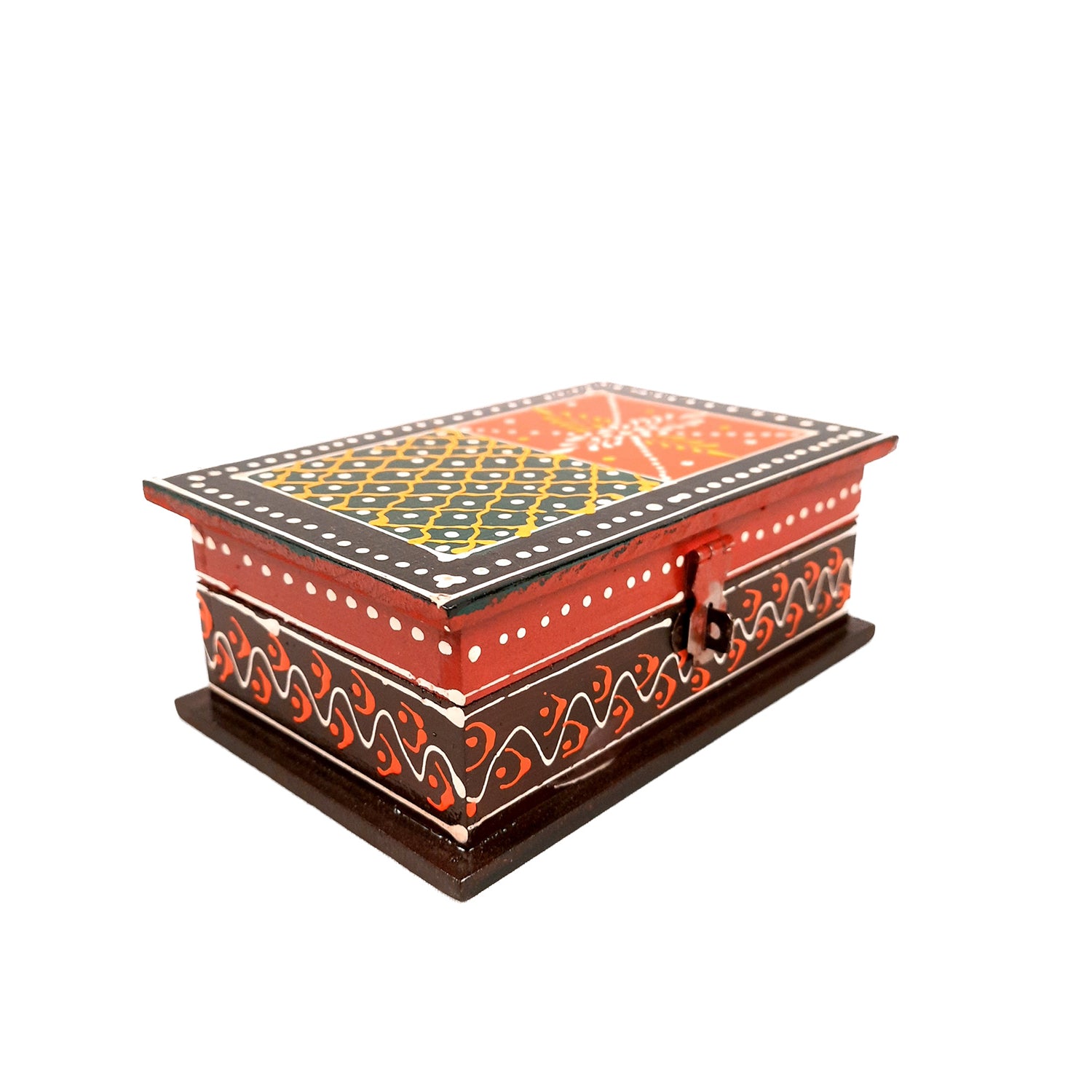 Necklace Box in Mehandi Design | Wooden Jewelry Box for Wedding & Anniversary Gift - 6X4-Apkamart #Style_pack of 2