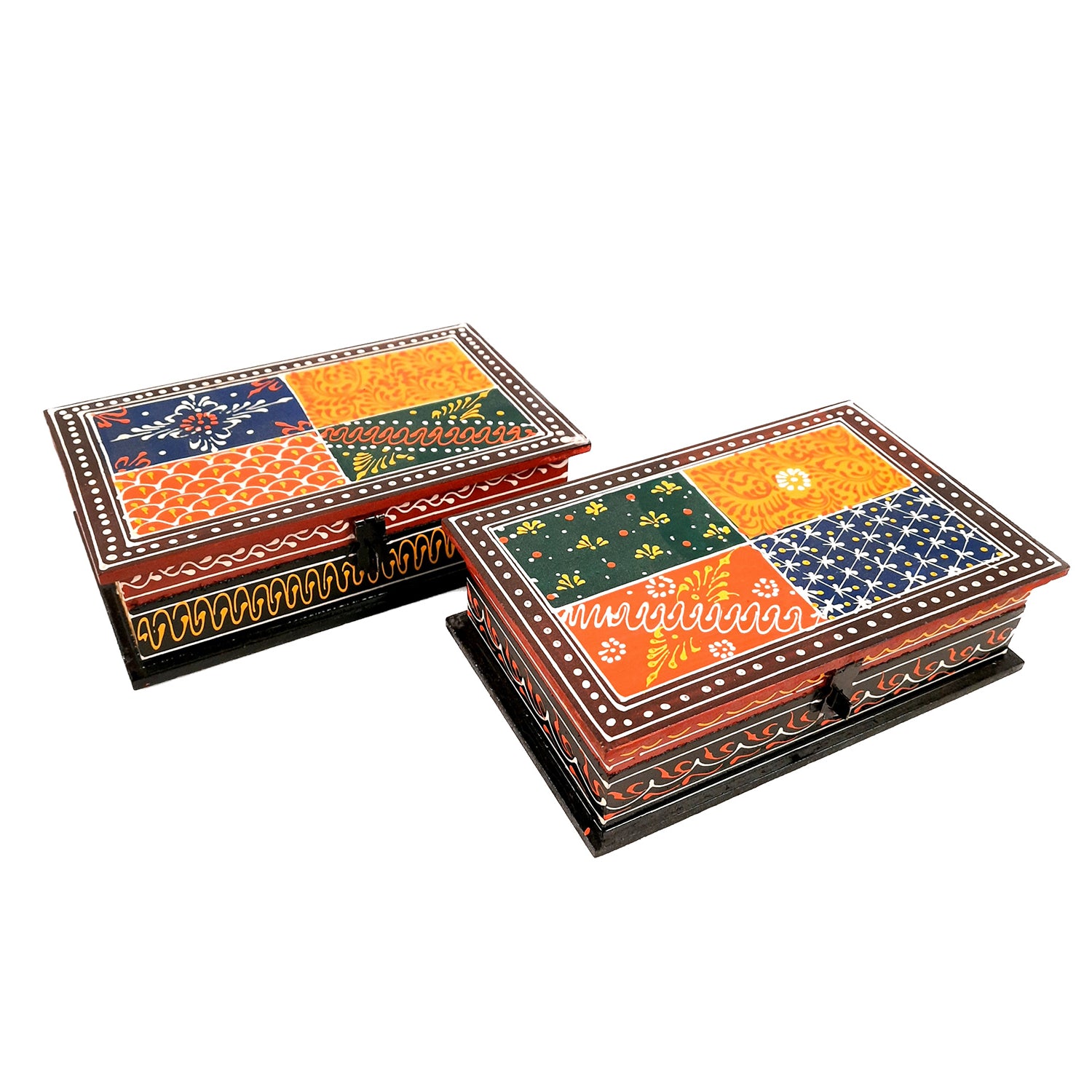 Wooden Box | Jewellery Box with Lock for Wedding & Anniversary Gift - 8X5- Apkamart #Style_Pack of 2