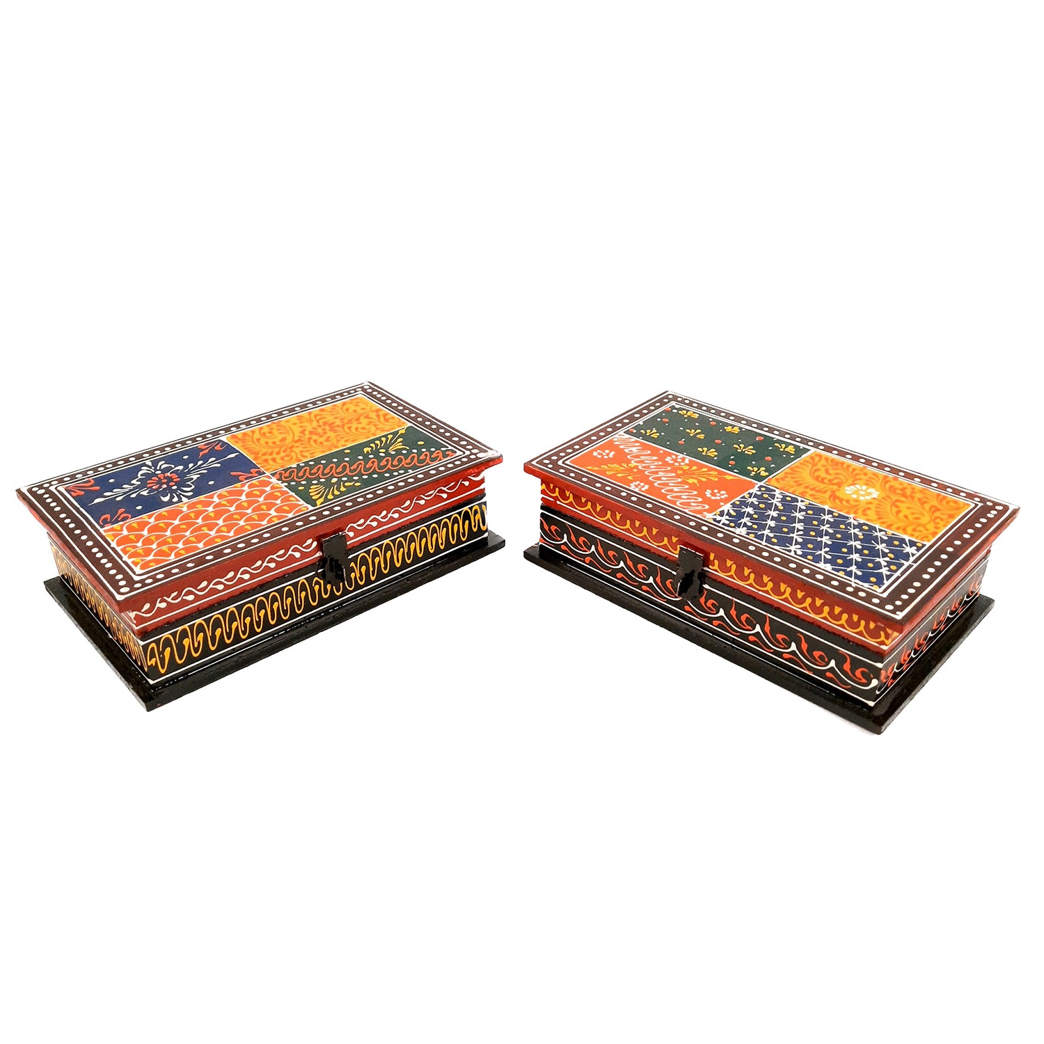 Wooden Box | Jewellery Box with Lock for Wedding & Anniversary Gift - 8X5- Apkamart #Style_Pack of 2