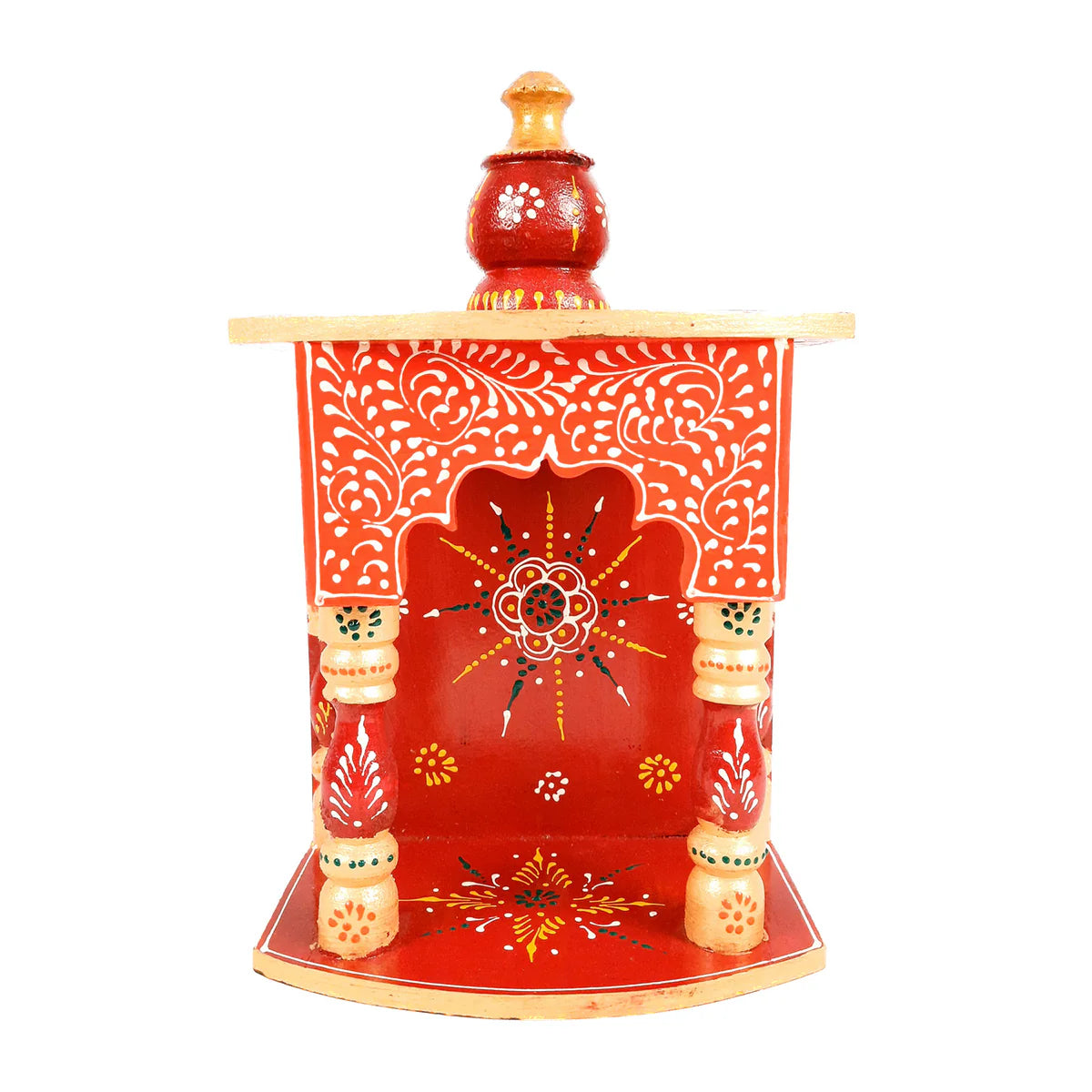 Pooja Temple Hanging | God Temple For Home | Wooden Mandir Stand | Puja Unit Small Wall Mounted With Detachable Gumbad – For Ghar, Office & Shop - 11 Inch - Apkamart