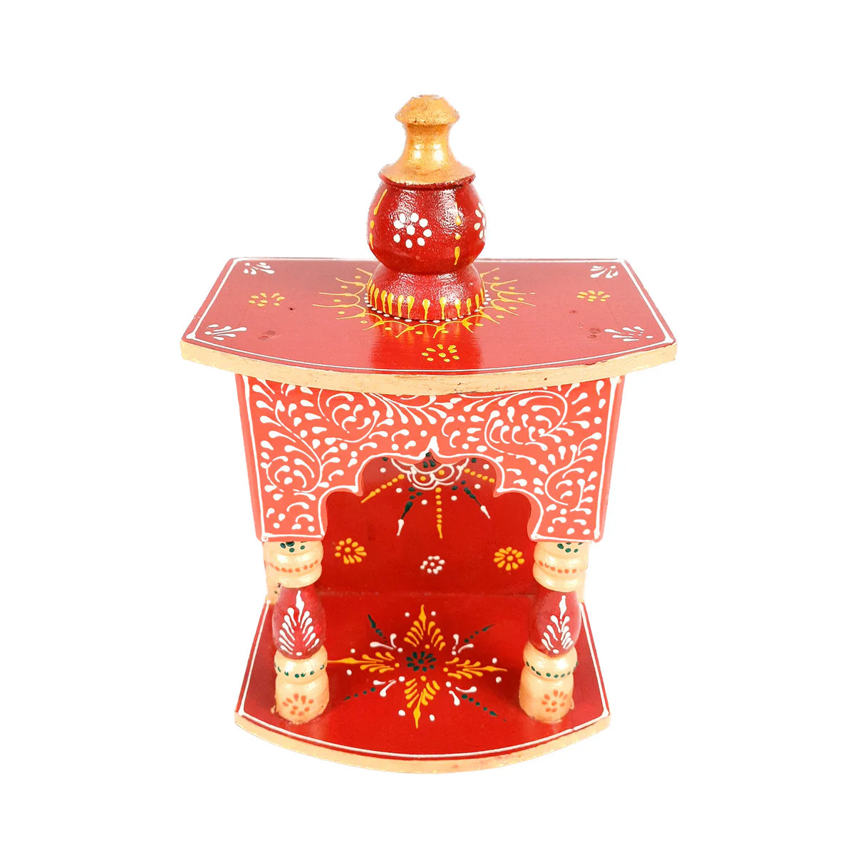 Pooja Temple Hanging | God Temple For Home | Wooden Mandir Stand | Puja Unit Small Wall Mounted With Detachable Gumbad – For Ghar, Office & Shop - 11 Inch - Apkamart