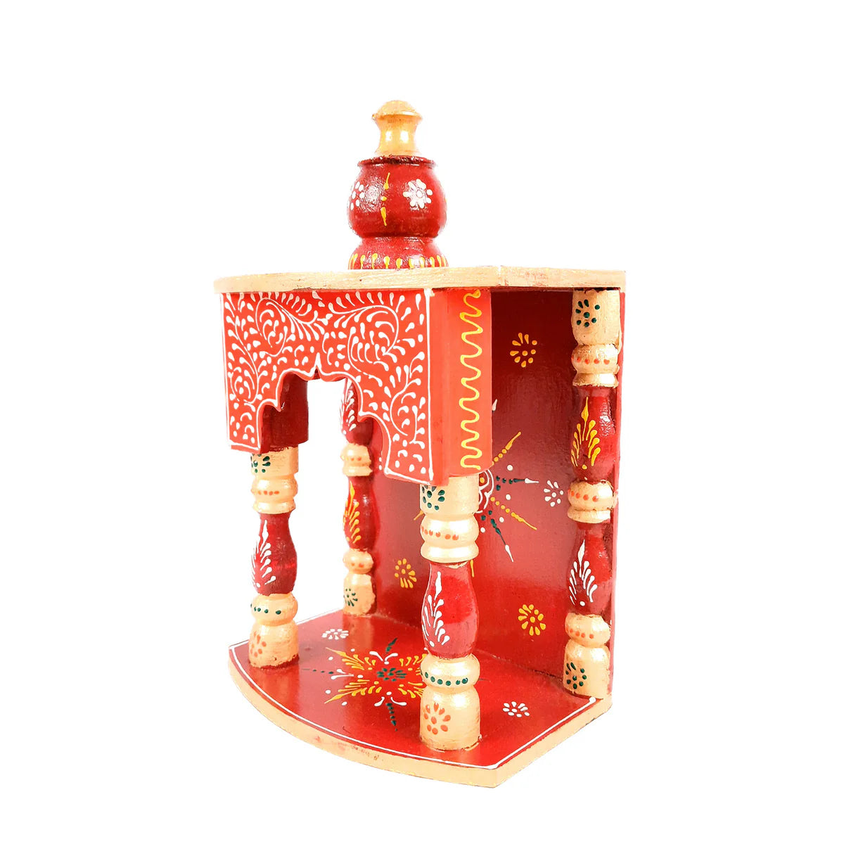 Pooja Temple Hanging | God Temple For Home | Wooden Mandir Stand | Puja Unit Small Wall Mounted With Detachable Gumbad – For Ghar, Office & Shop - 11 Inch - Apkamart