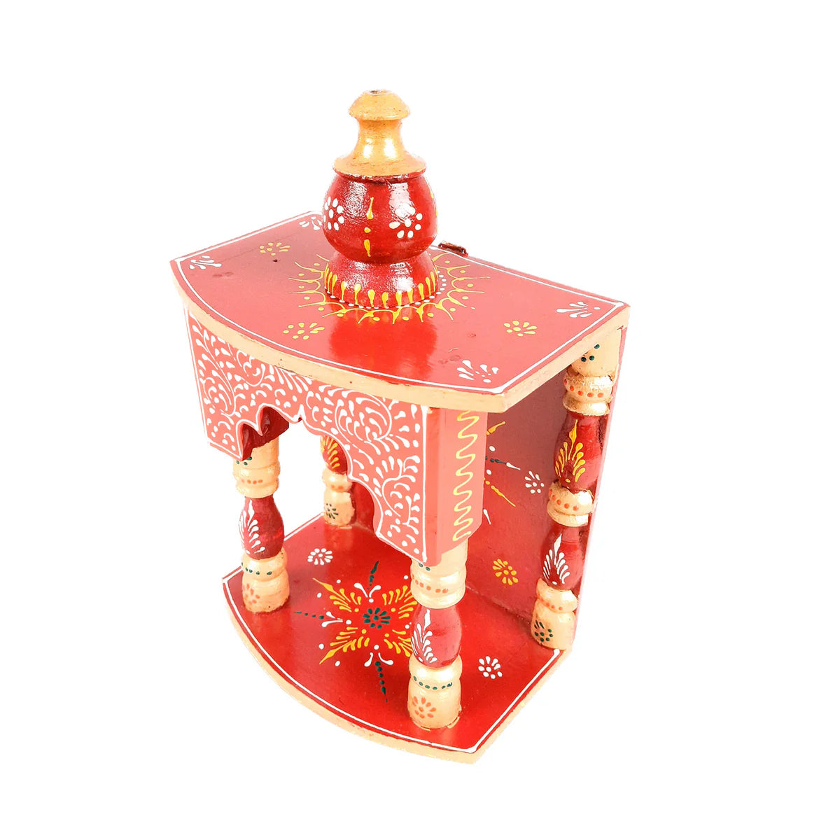 Pooja Temple Hanging | God Temple For Home | Wooden Mandir Stand | Puja Unit Small Wall Mounted With Detachable Gumbad – For Ghar, Office & Shop - 11 Inch - Apkamart