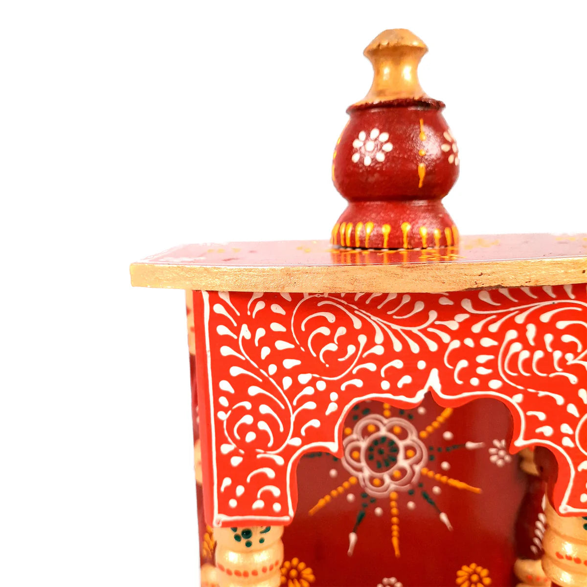 Pooja Temple Hanging | God Temple For Home | Wooden Mandir Stand | Puja Unit Small Wall Mounted With Detachable Gumbad – For Ghar, Office & Shop - 11 Inch - Apkamart
