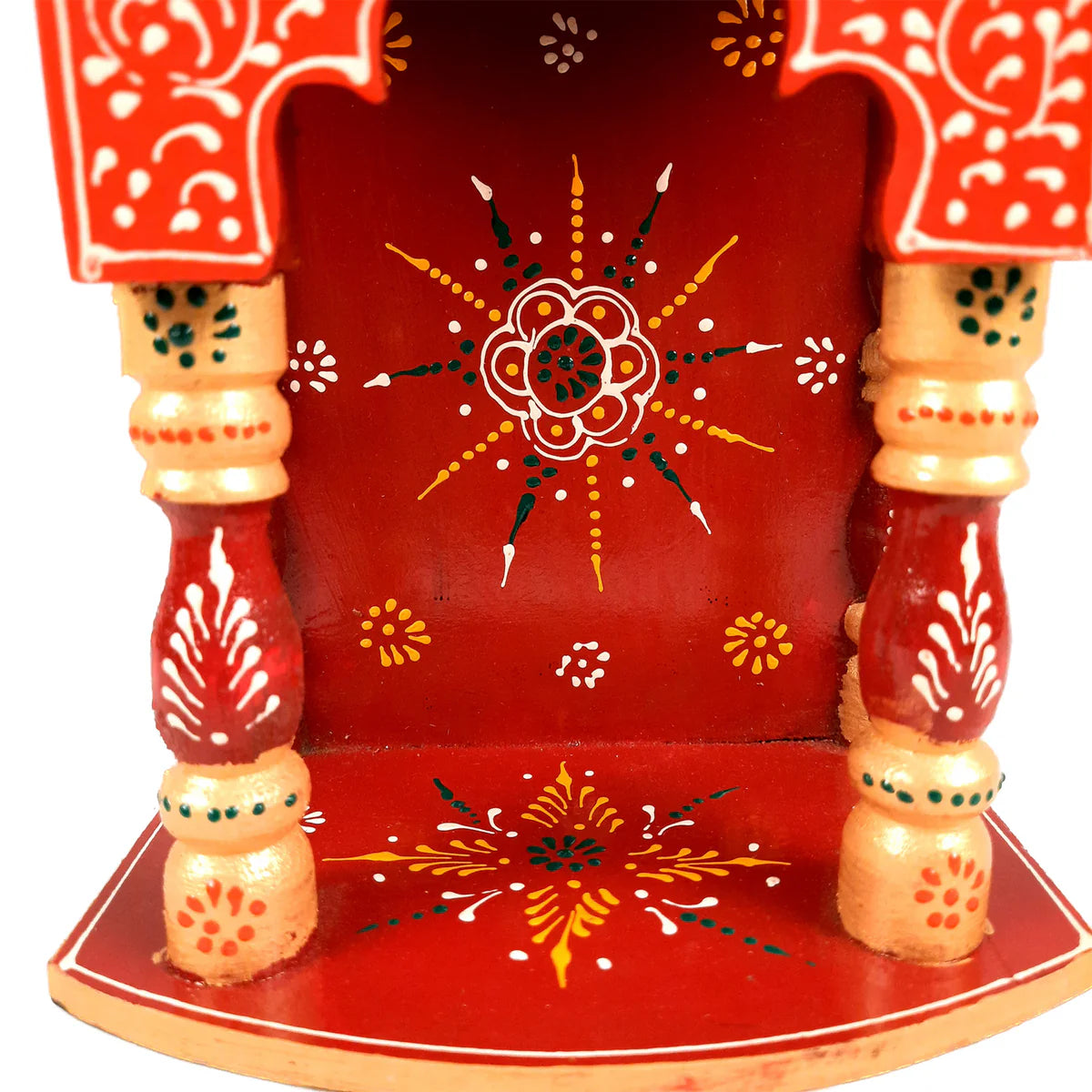 Pooja Temple Hanging | God Temple For Home | Wooden Mandir Stand | Puja Unit Small Wall Mounted With Detachable Gumbad – For Ghar, Office & Shop - 11 Inch - Apkamart