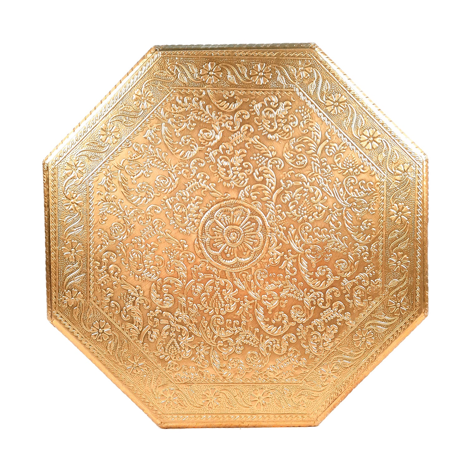 Puja Chowki Bajot Brass | Small Wooden Stool - 13 Inch - For Sitting, Puja, Home & Corner Decor - apkamart