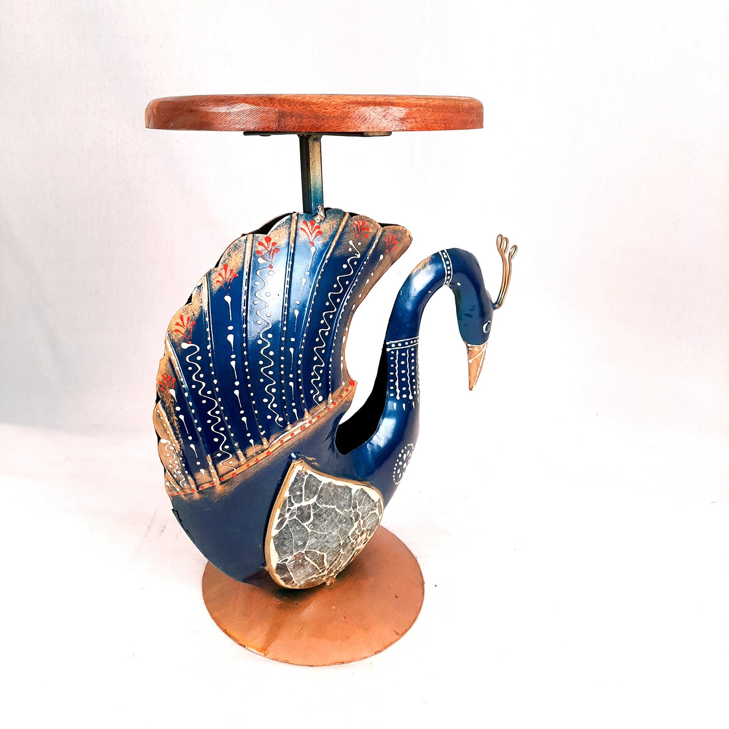 Antique Side Table Swan Design - 15 Inch for Home and Corner Decor - ApkaMartSide Table Peacock Design | End Table Cum Showpiece - for Living Room, Home and Corner Decor & Gift - 15 Inch - apkamart #Color_Blue