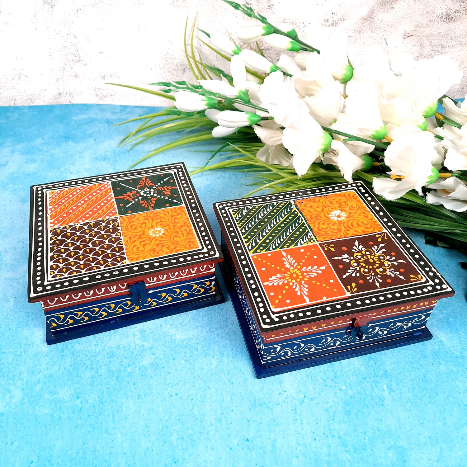 Jewelry Box Organizer | Wooden Box | Jewellery Box with Lock - 6 Inch-Apkamart #Style_pack of 2