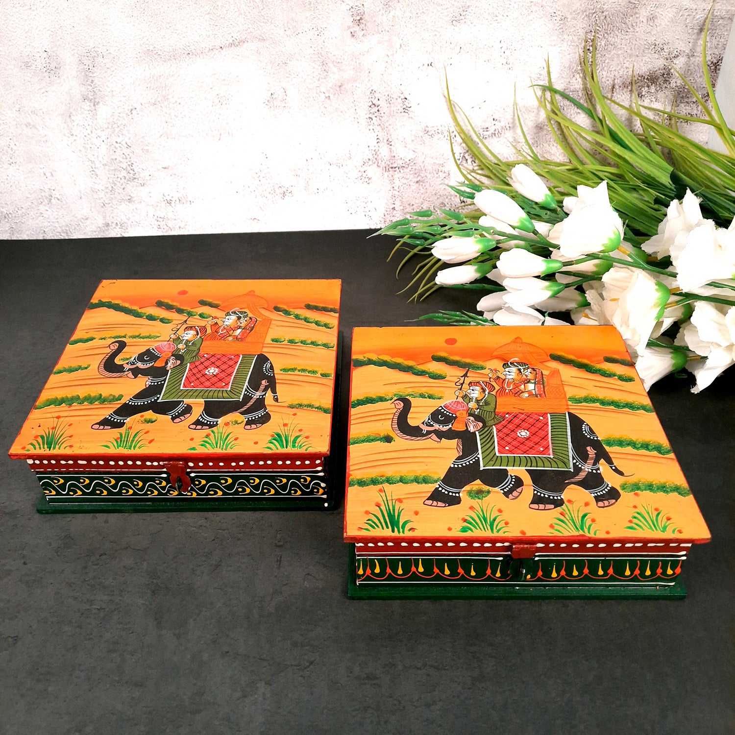 Decorative Box | Jewellery Box for Earrings | Jewellery Organizer - 8 Inch-Apkamart #Style_pack of 2