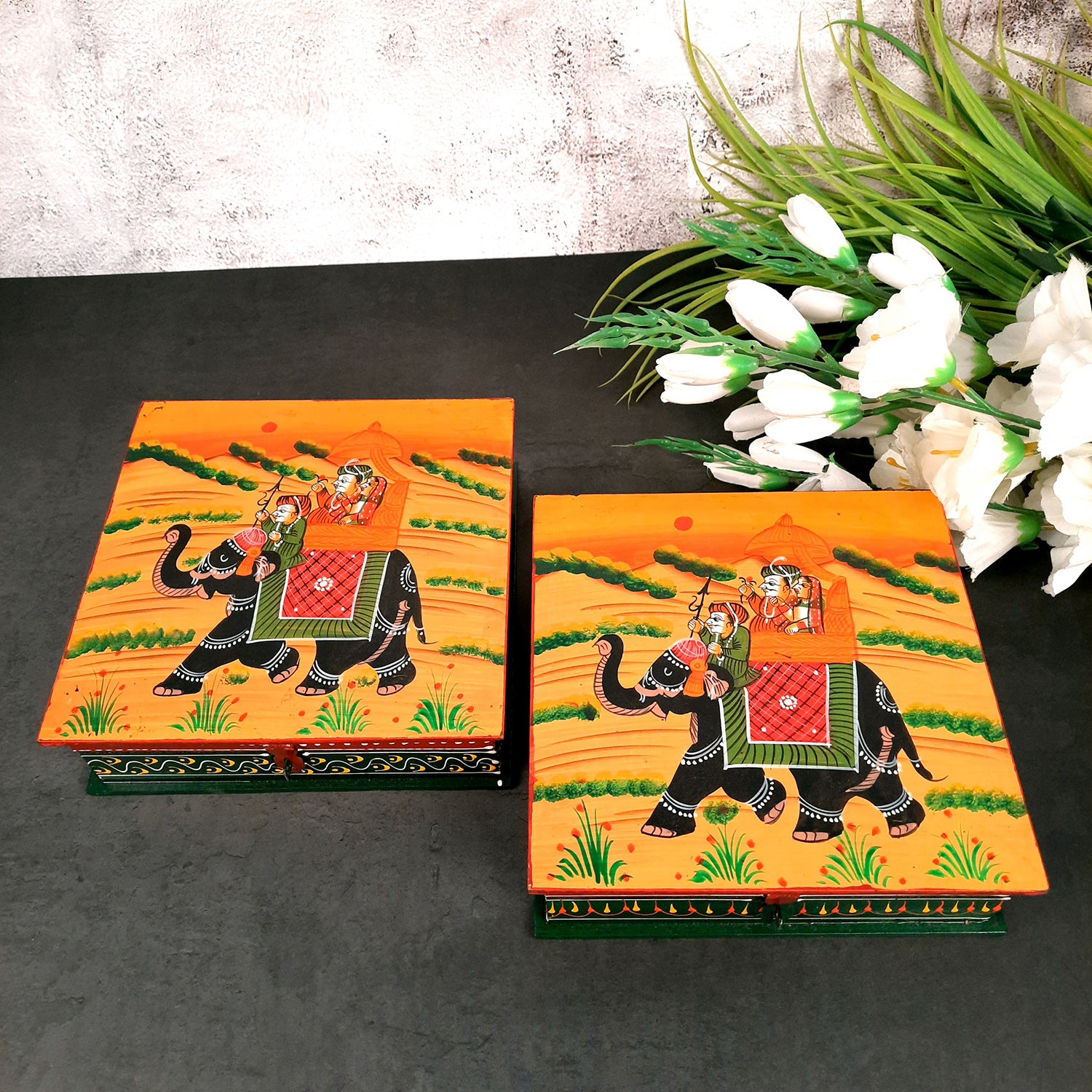 Decorative Box | Jewellery Box for Earrings | Jewellery Organizer - 8 Inch-Apkamart #Style_pack of 2