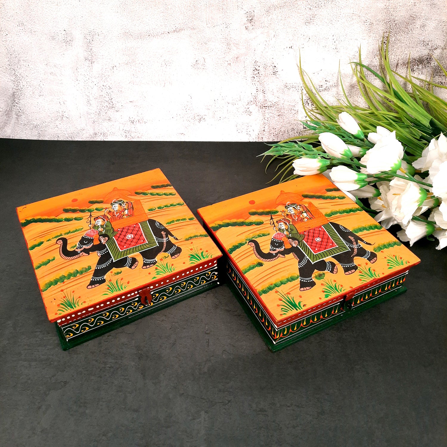 Decorative Box | Jewellery Box for Earrings | Jewellery Organizer - 8 Inch-Apkamart #Style_pack of 2