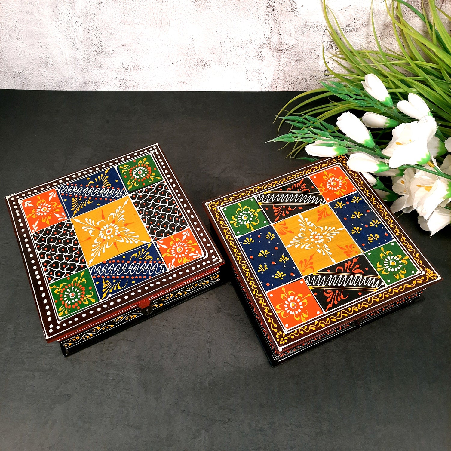 Jewellery Box for Earrings | Jewellery Organizer - 8 Inch- Apkamart #Style_pack of 2