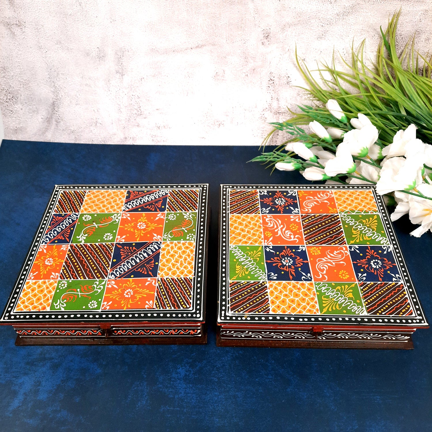 Wooden Jewelry Box | Jewellery Organizer - 10 Inch-Apkamart #Style_pack of 2