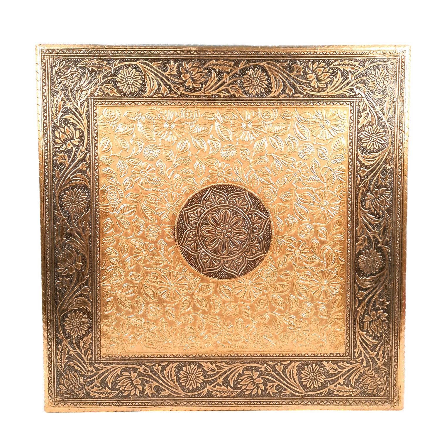 Puja Chowki Bajot | Wooden Brass Chauki - For Pooja, Sitting, Home & Corner Decor -15 Inch - apkamart #Style_Design 2