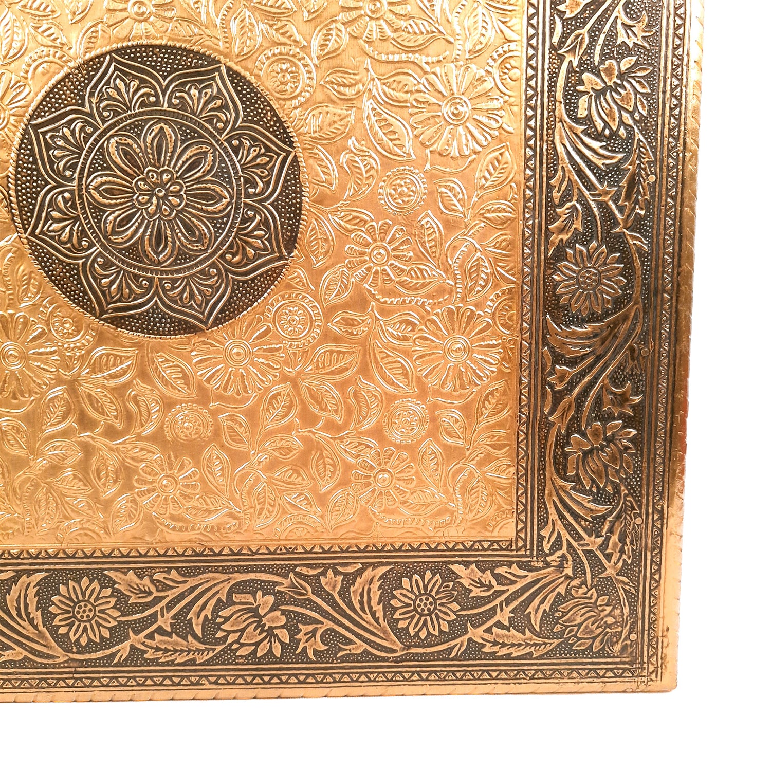 Puja Chowki Bajot | Wooden Brass Chauki - For Pooja, Sitting, Home & Corner Decor -15 Inch - apkamart #Style_Design 2