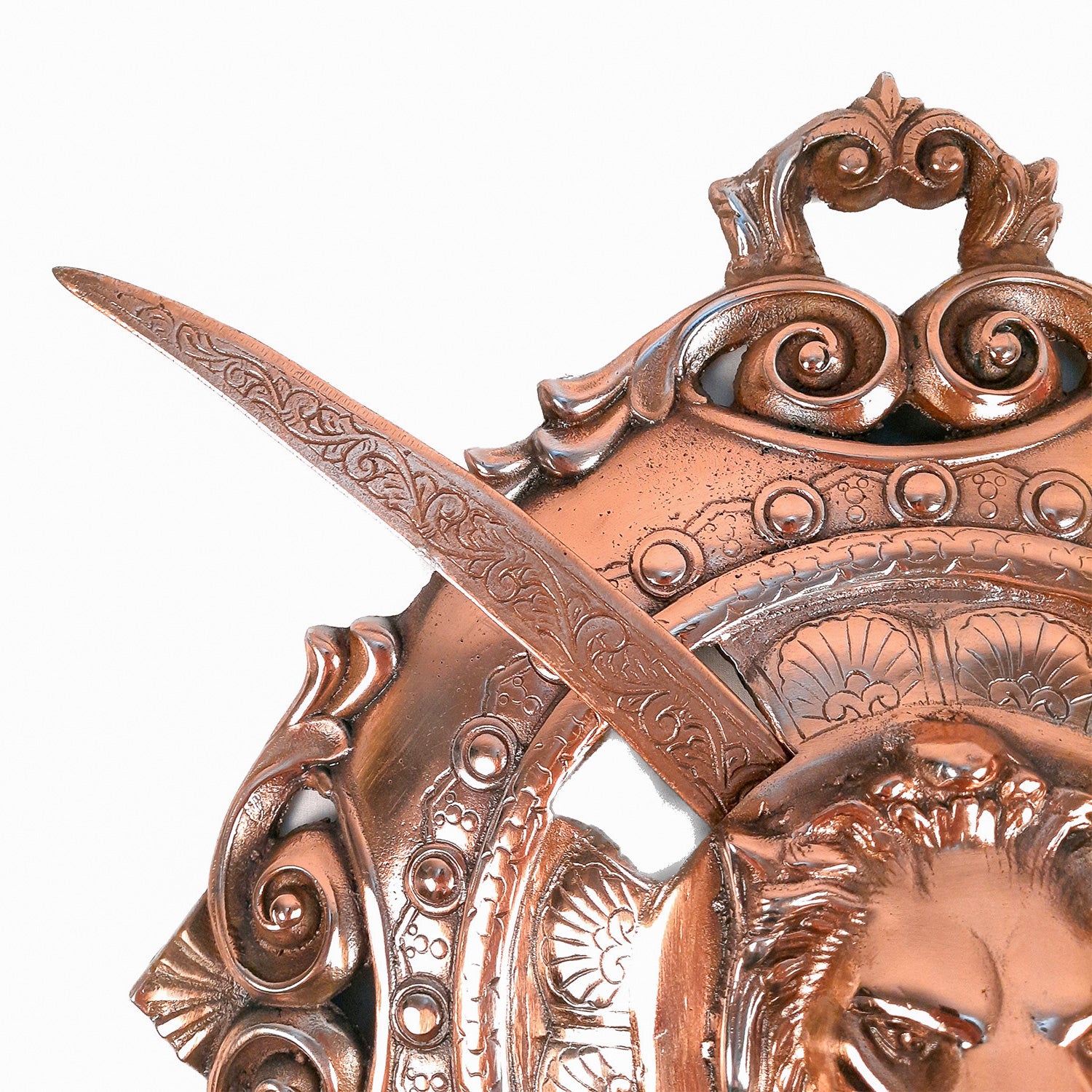 Dhal Talwar Wall Hanging Set | Sword & Shield Wall Mount - Lion Design - For Home, Living Room, Wall Decoration - 20 Inch - Apkamart
