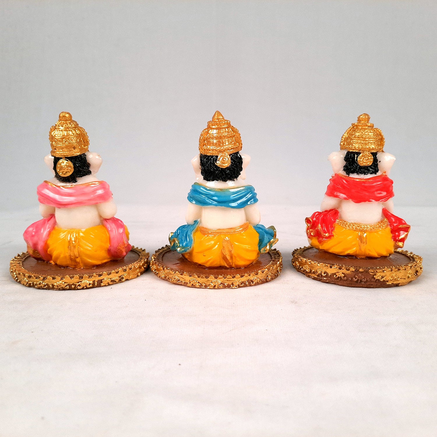 Ganesh Idol | Ganesha Statue - for Pooja, Home & Table Decor | Ganpati Murti for Office Desk, Car Dashboard - 4 Inch (Set of 3) - apkamart