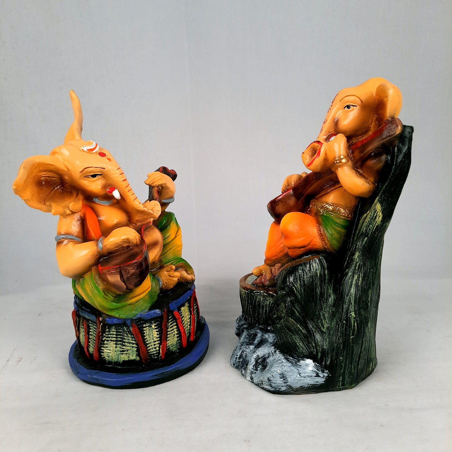 Ganesh Idol | Ganesha Statue - for Puja, Home & Table Decor | Housewarming & Festival Gift - 11 Inch (Set of 2) - Apkamart