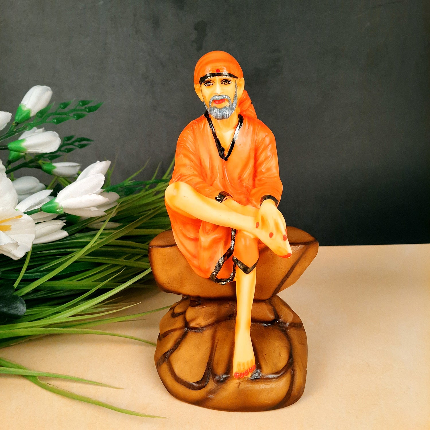 Sai Baba Murti | Shirdi Sai Baba Statue Idol - For Home, Table Decor, Office & Gifts - 9 Inch - apkamart