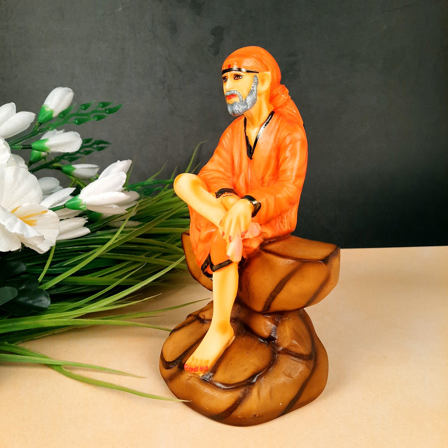 Sai Baba Murti | Shirdi Sai Baba Statue Idol - For Home, Table Decor, Office & Gifts - 9 Inch - apkamart