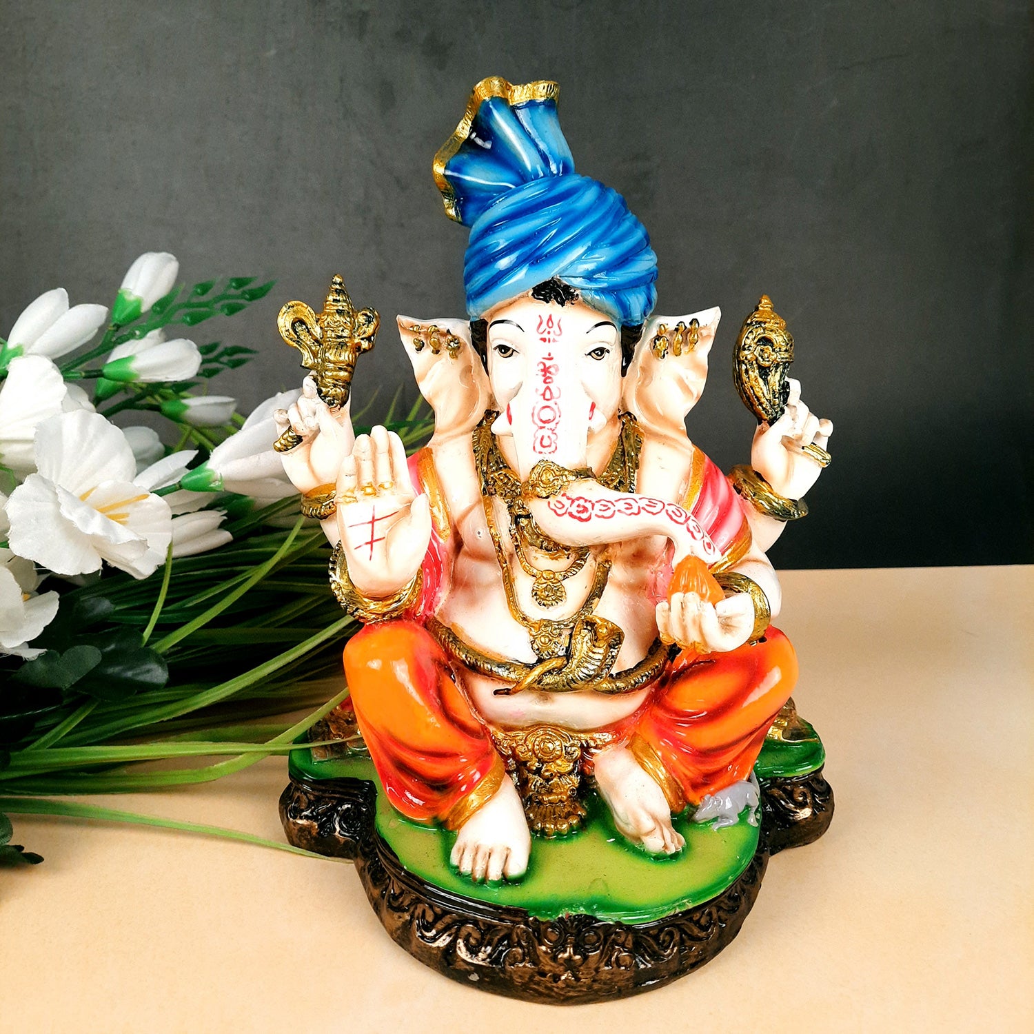 Ganesh Murti | Multicolour Ganesh Statue - 10.5 Inch- Apkamart