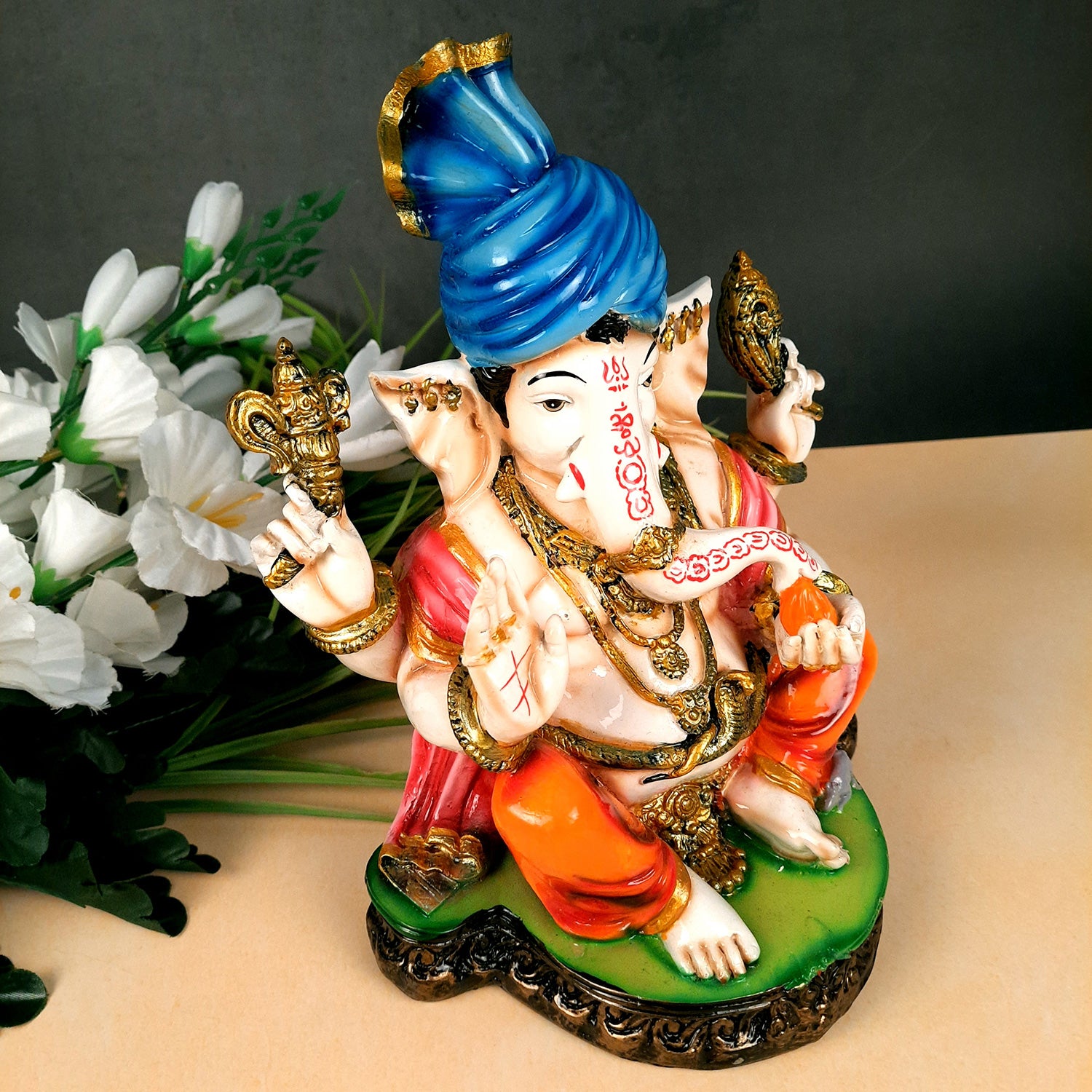 Ganesh Murti | Multicolour Ganesh Statue - 10.5 Inch- Apkamart