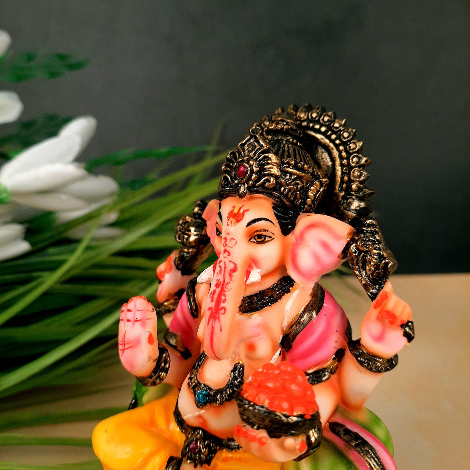 Ganesh Idol | Ganesha Statue - for Puja, Home & Table Decor | Housewarming, Diwali & Festival Gift - 6 Inch - apkamart