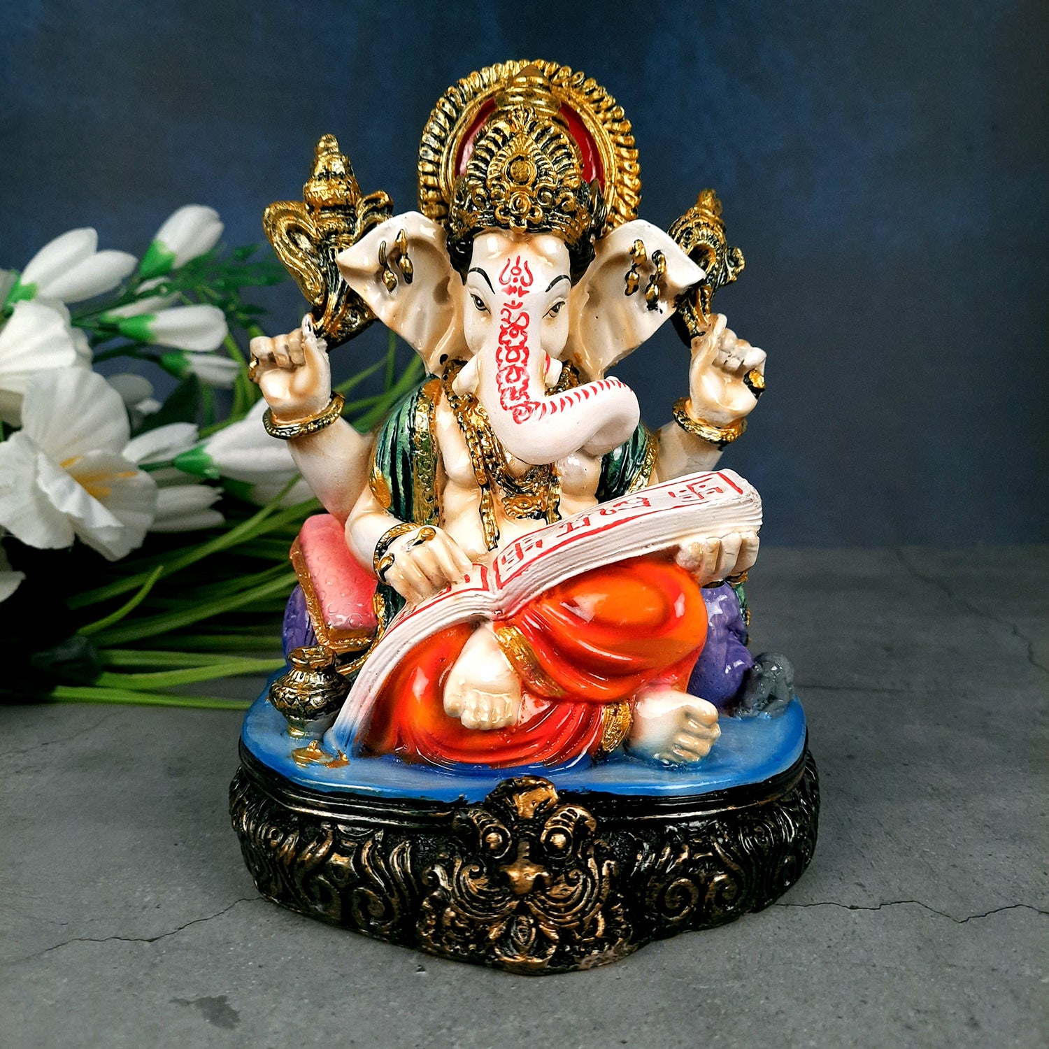 Lord Ganesha Statue | Ganesh Murti - for Puja, Home & Table Decor, Office & Gifts - 8 Inch - Apkamart
