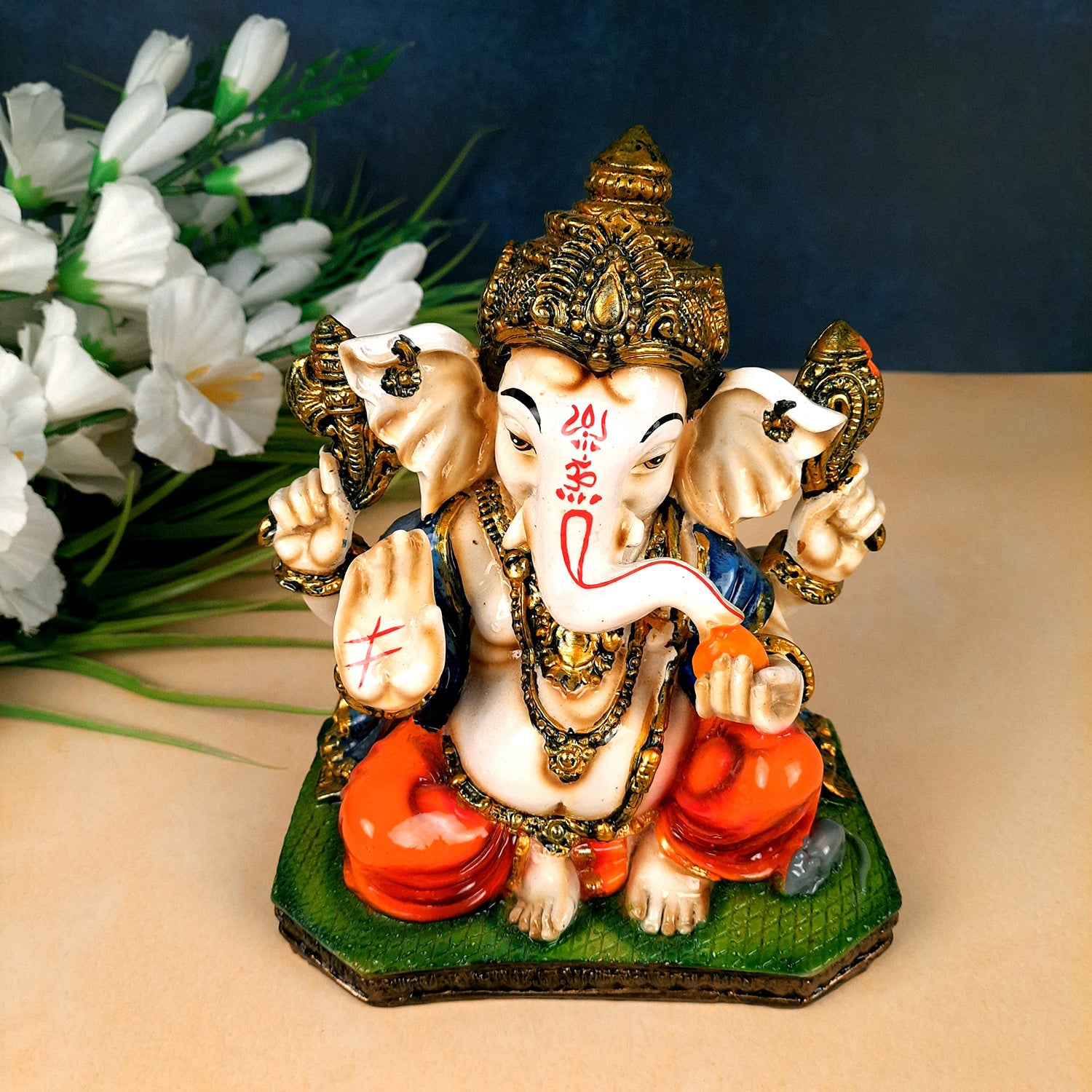 Ganpati Showpiece |Ganesh Statue for Home & Pooja - 8 Inch-Apkamart
