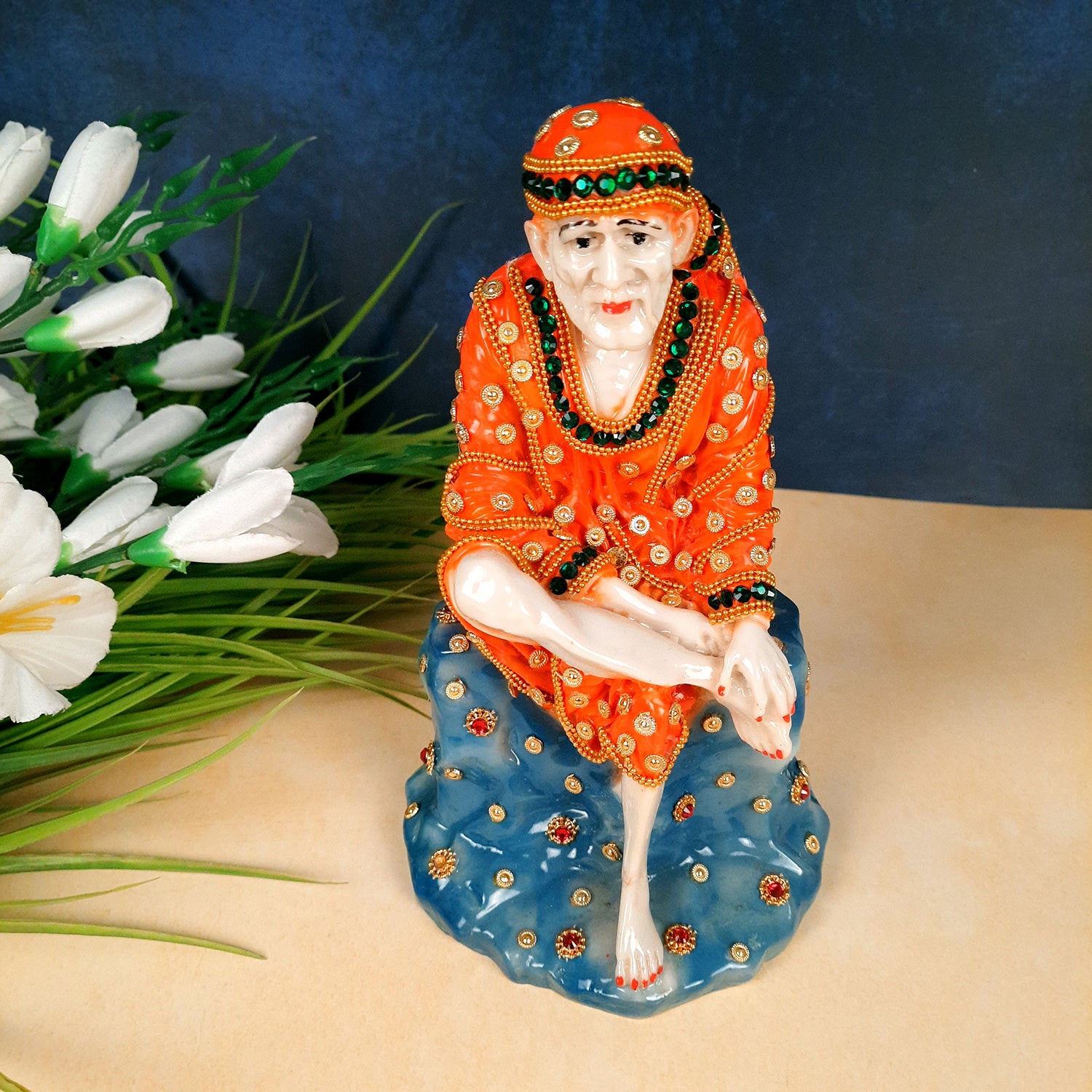 Sai Baba Murti | Shirdi Sai Baba Statue - For Home, Table Decor, Office & Gifts - 9 Inch - apkamart
